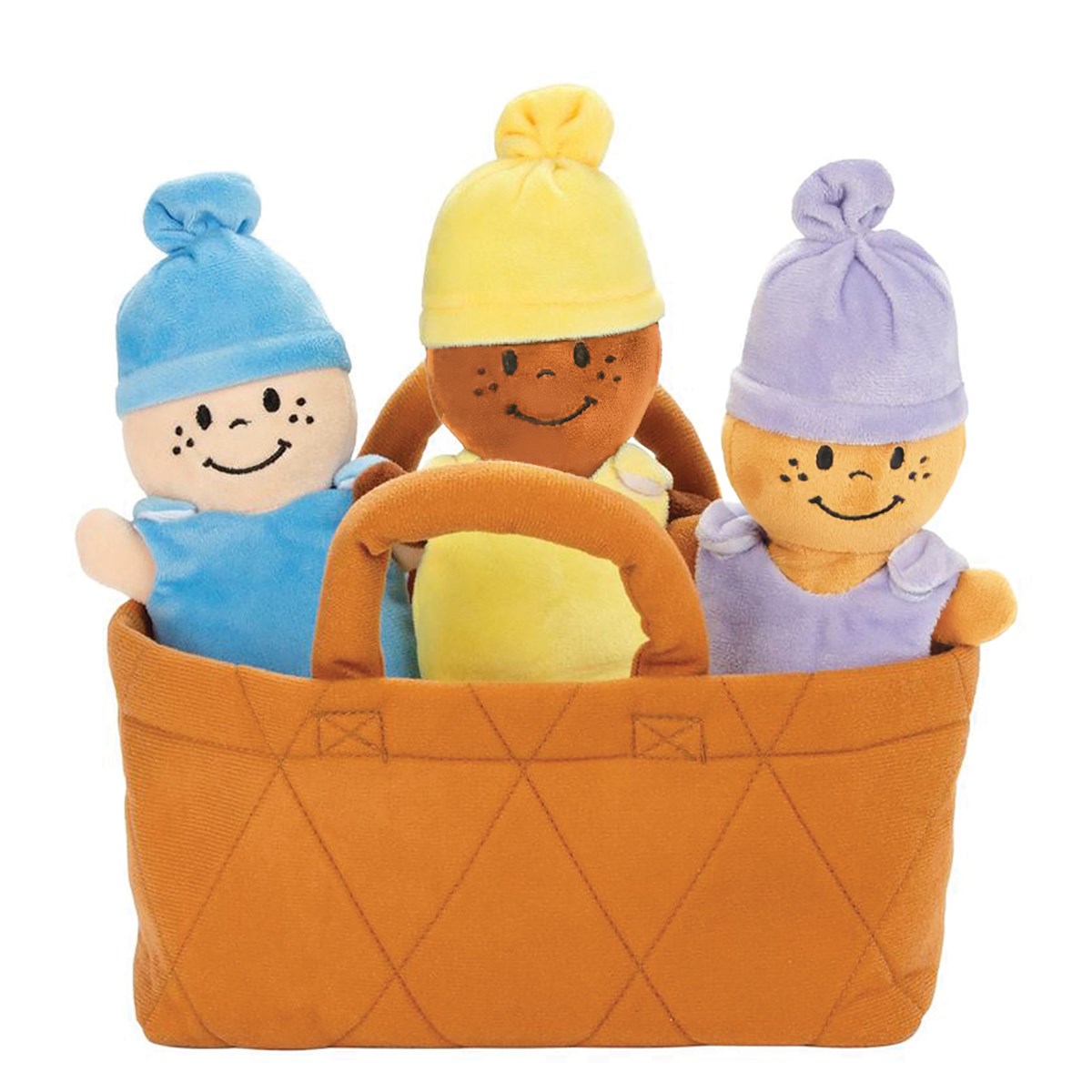3 Plush Babies in a Basket 7Piece Set Collections Etc.