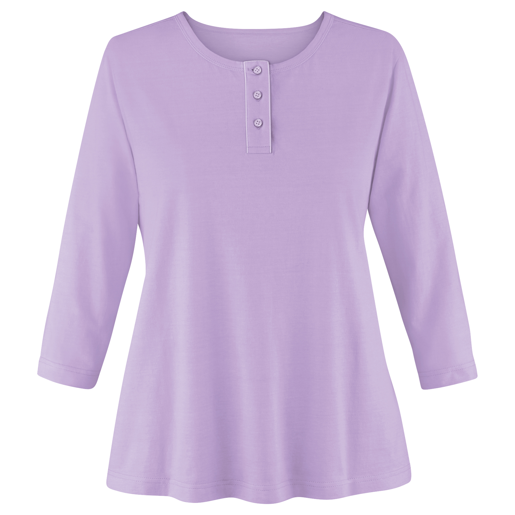 3/4 Sleeve Scoop Neckline Knit Henley Top Small Women Lavender
