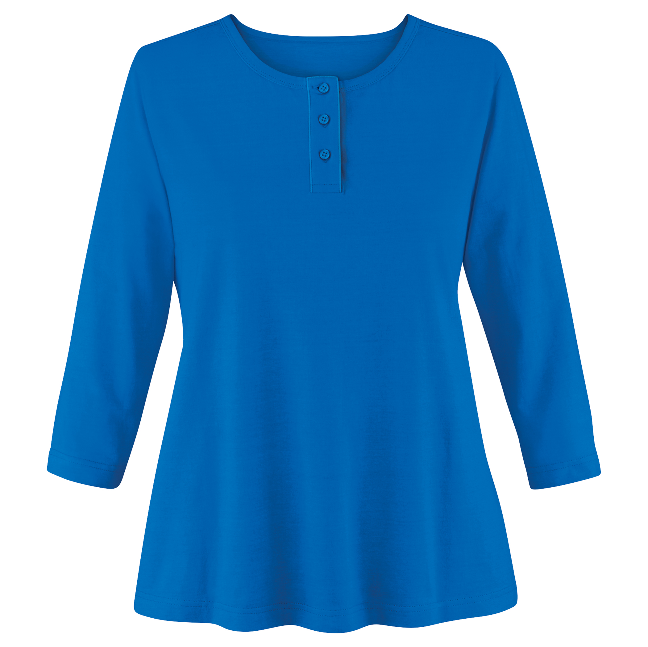 3/4 Sleeve Scoop Neckline Knit Henley Top Small Women royal