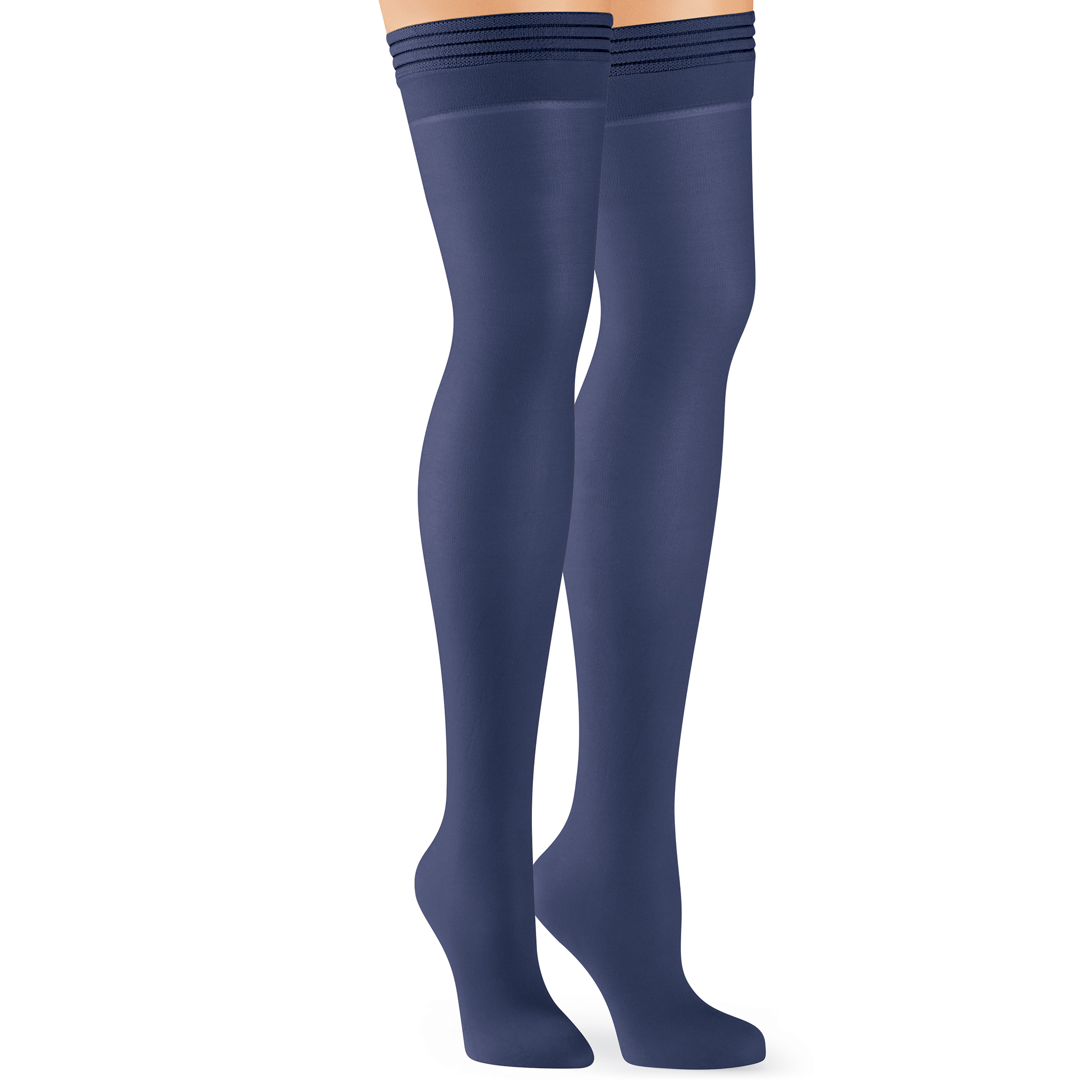 Non-Run Compression Thigh High Stockings - 3 Pairs Queen Nude