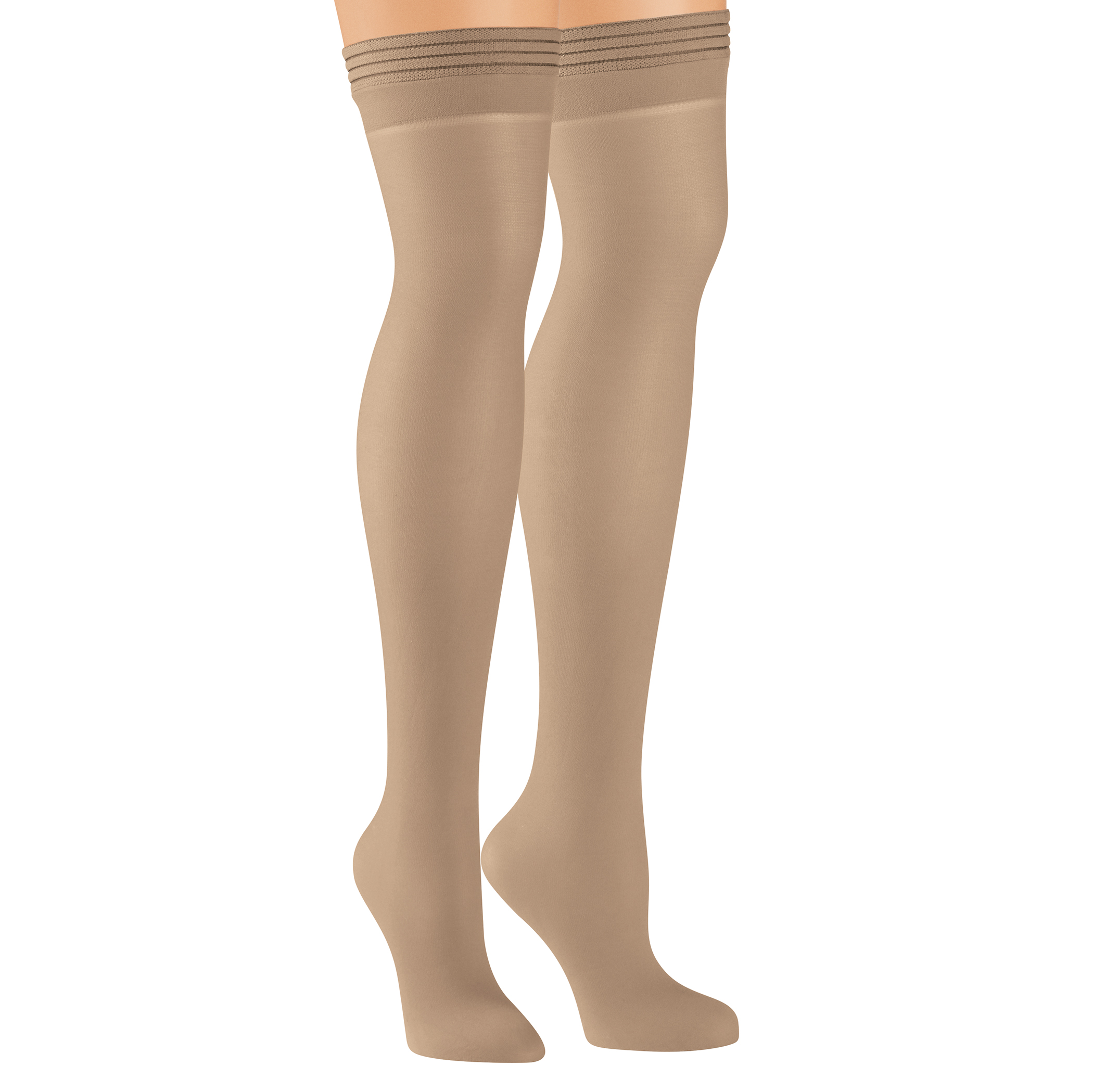 Non-Run Compression Thigh High Stockings - 3 Pairs