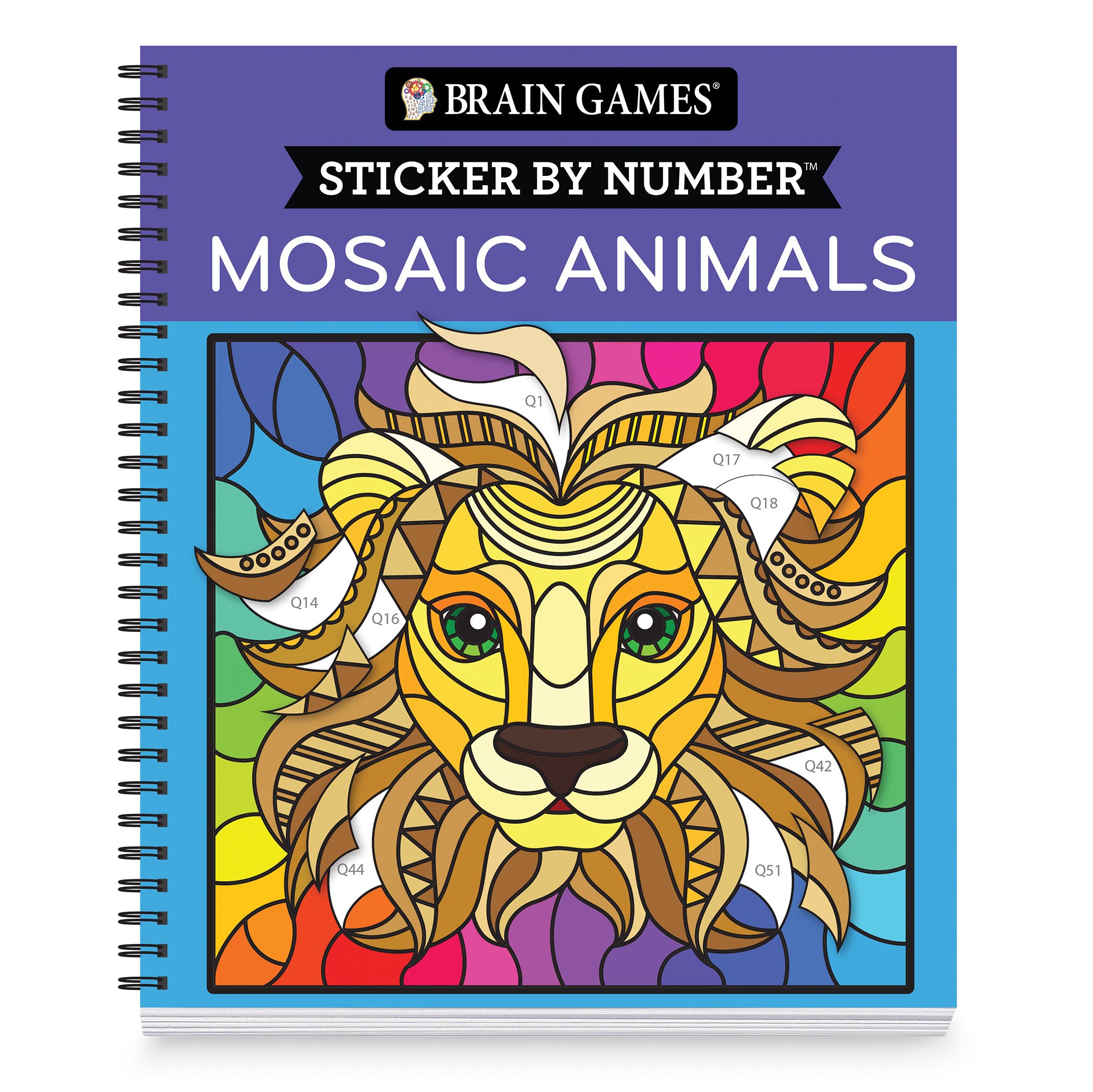Brain Games Sticker By Numbers Mosaic Animals