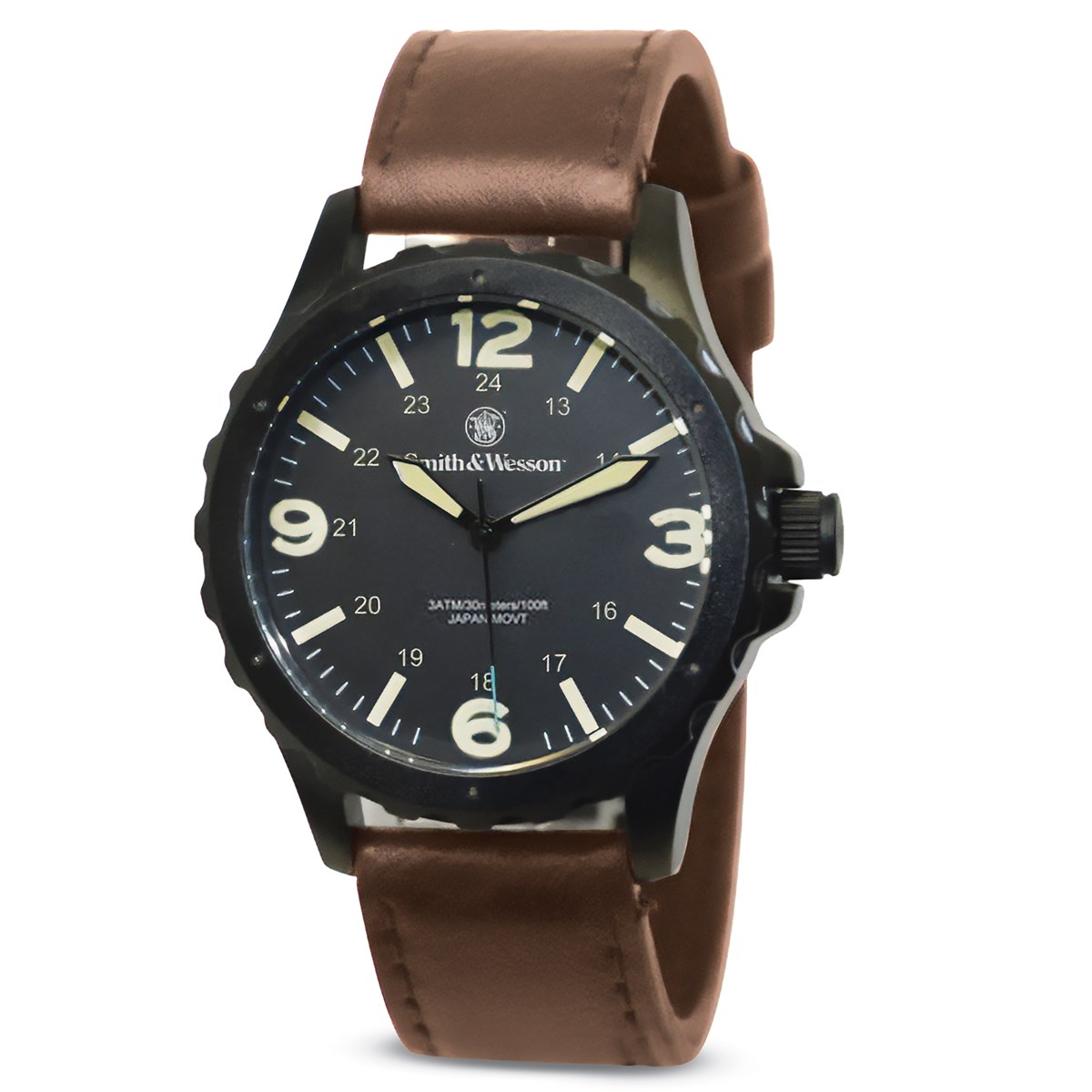 Smith & Wesson Stainless Steel Watch with Leather Strap | Collections Etc.