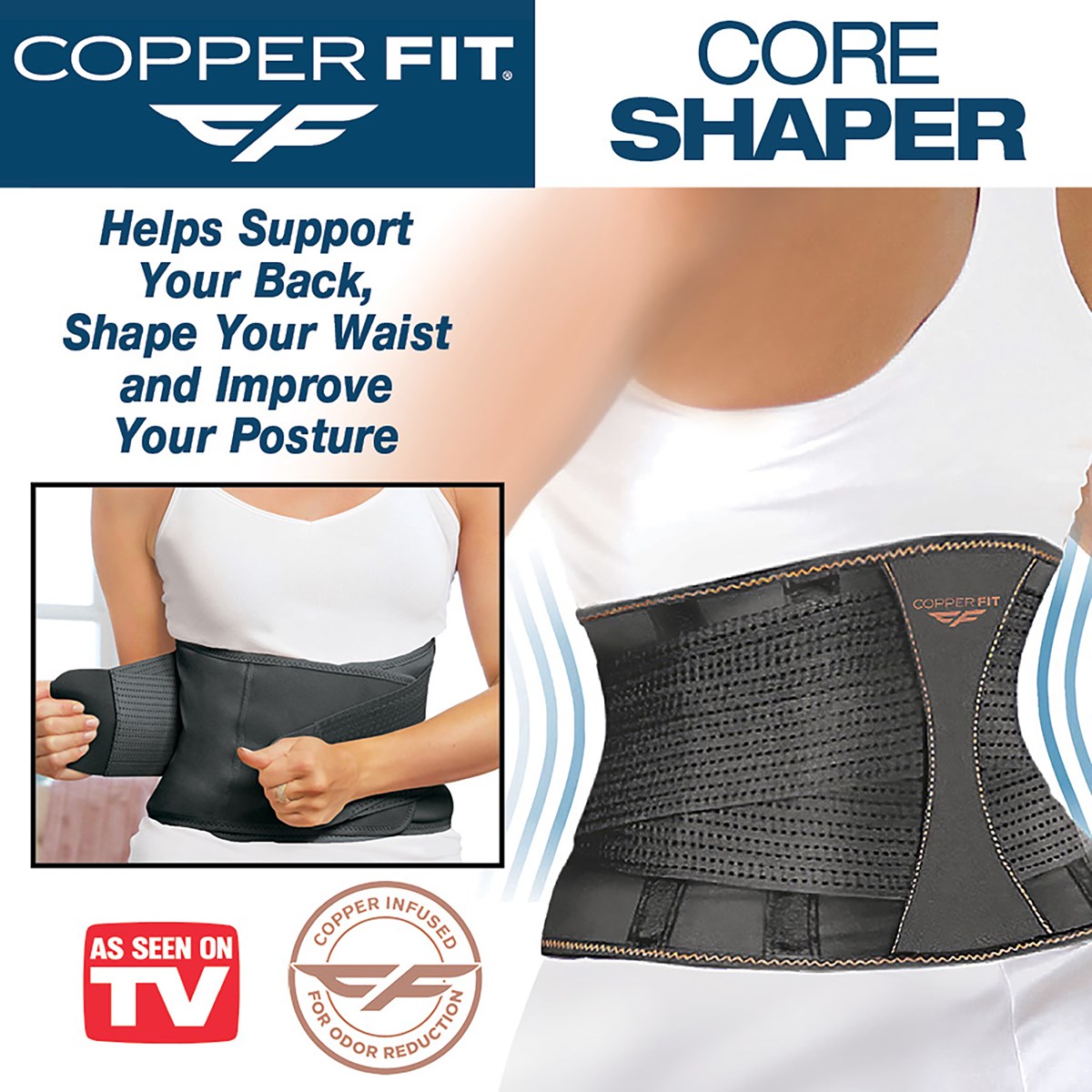 Copper Fit Adjustable Compression Charcoal Core Shaper Collections Etc.