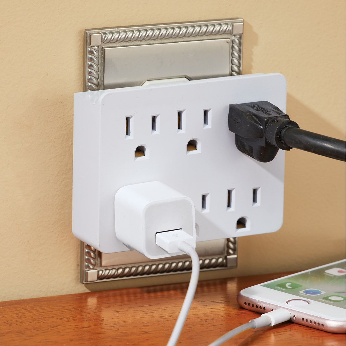 Set of 2 Wall Outlet Extenders Includes 3 and 6 Multi Outlets