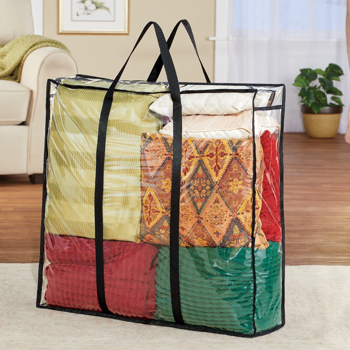 Clear Easy View Jumbo Storage Bag with Zip Closure and Carrying Handles ...