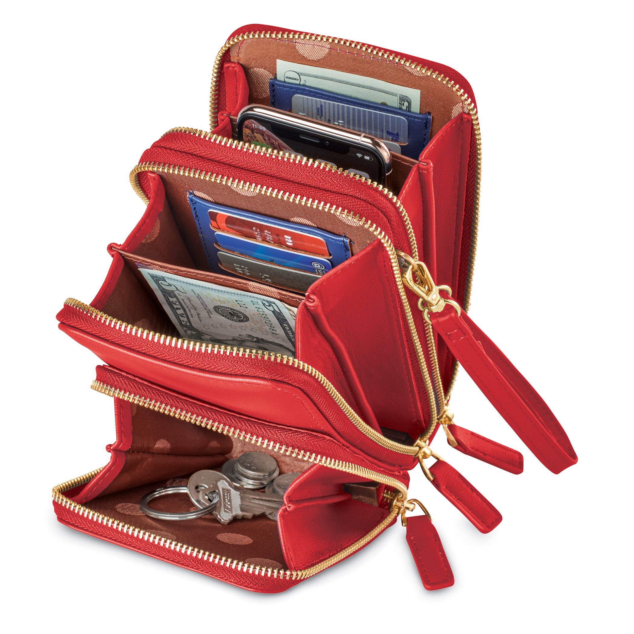 Stylish RFID Leather Zippered Crossbody Bag - Picture 8 of 13