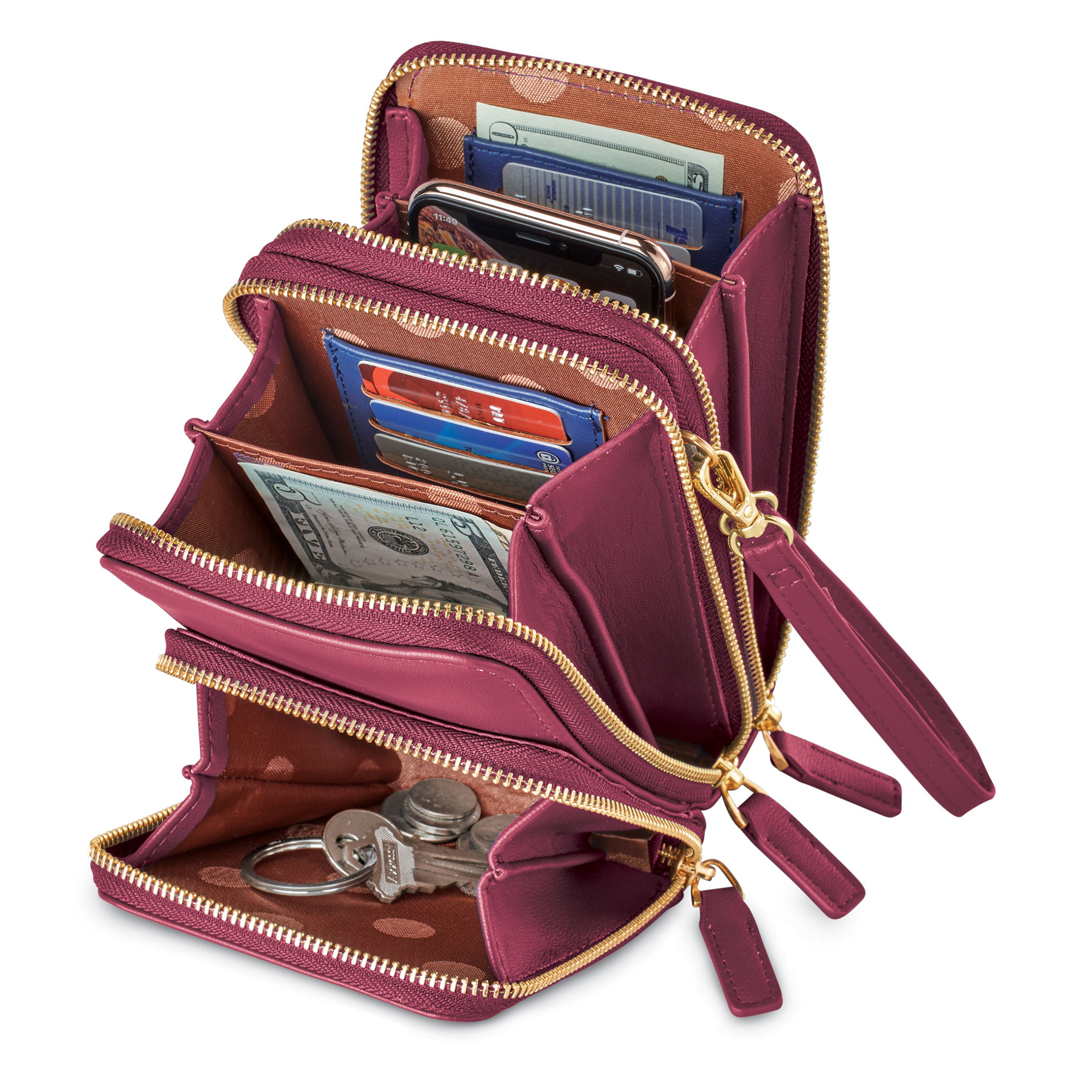 Stylish RFID Leather Zippered Crossbody Bag - Picture 12 of 13