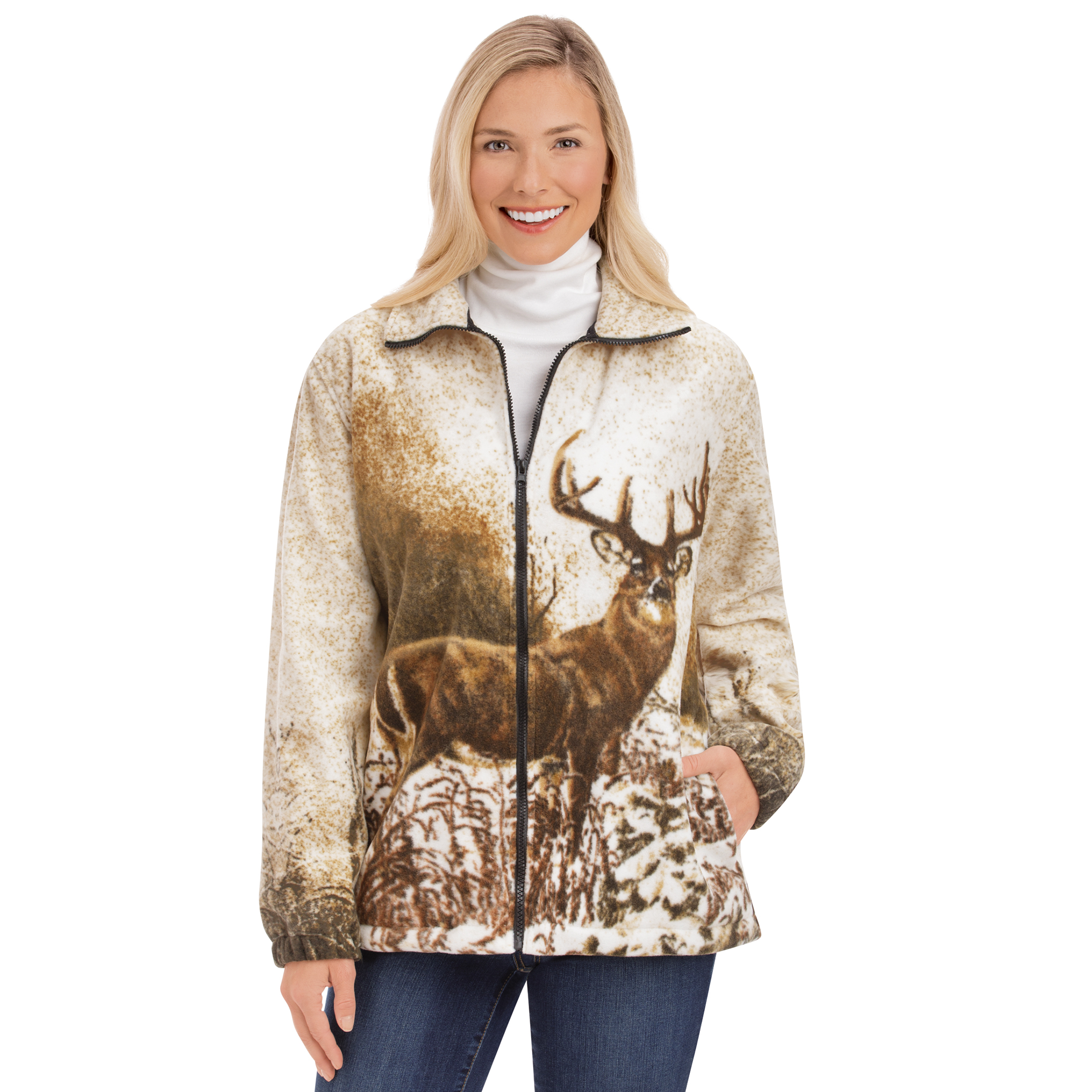 Majestic Buck Fleece Zip Jacket with Pockets