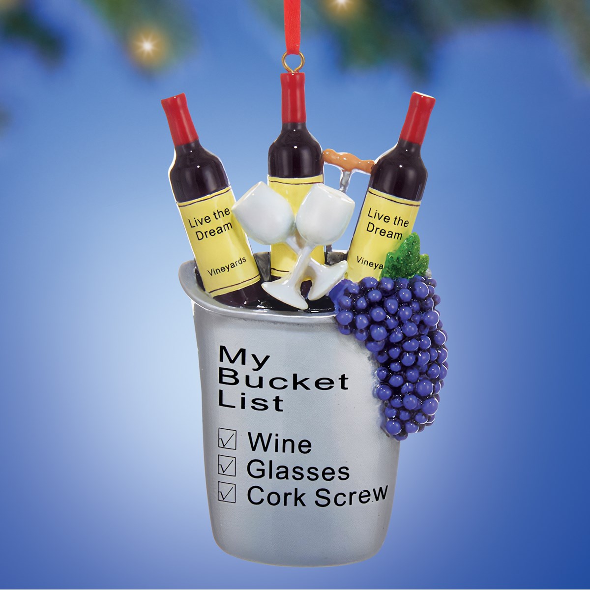 HandPainted My Bucket List Wine Christmas Ornament Collections Etc.