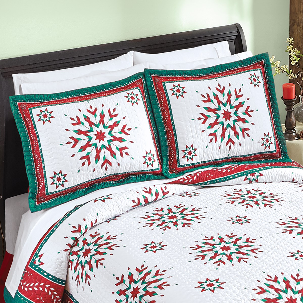 Festive Intricate Snowflake Holiday Pillow Sham Collections Etc.
