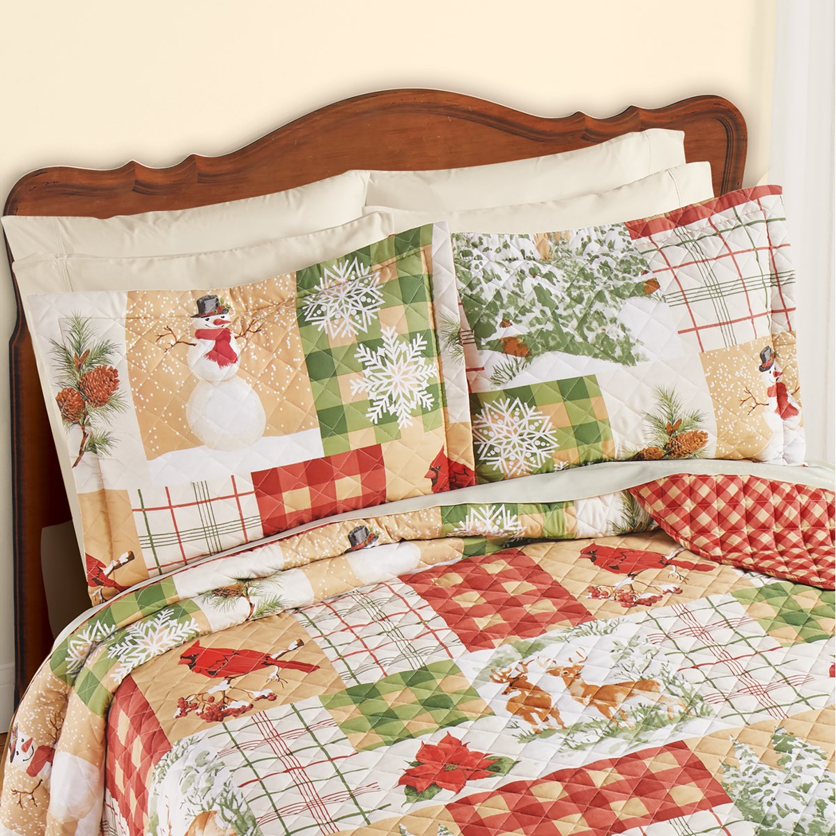 Woodland Winter Patchwork Holiday Pillow Sham Collections Etc.