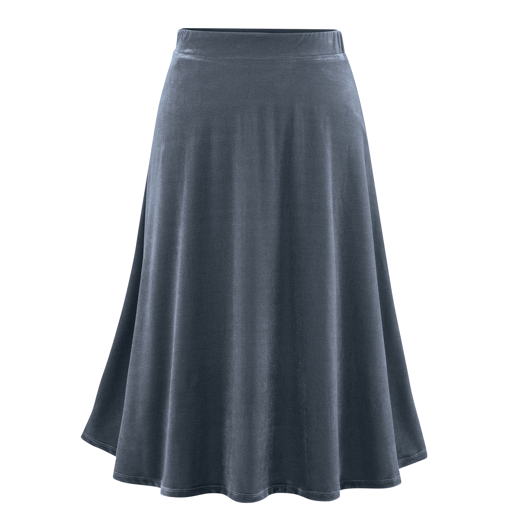 Comfy Velvet Pull-On Elasticized Waist Full Sweep Skirt Medium Grey
