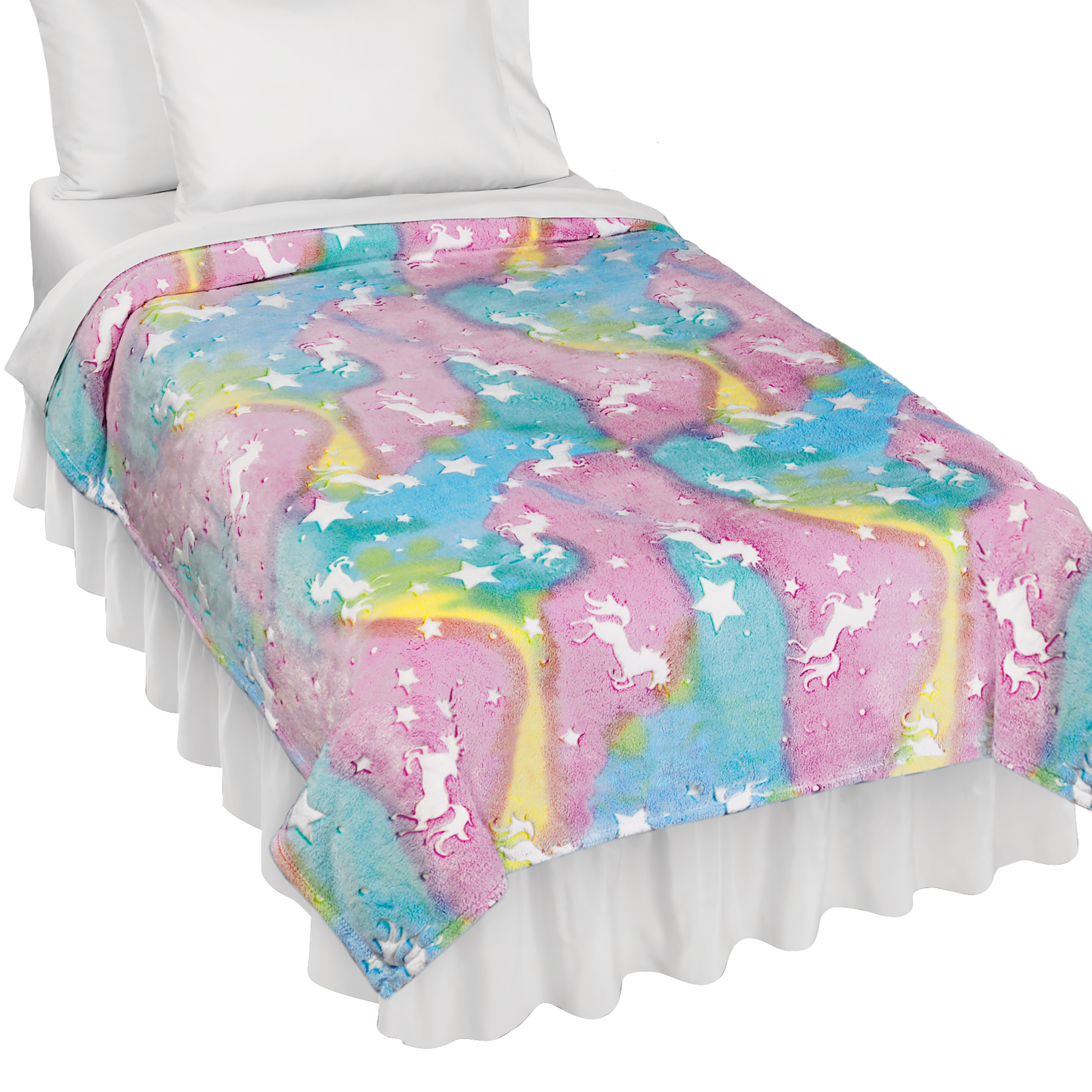 Glow-in-the-Dark Unicorn Stars Throw Blanket