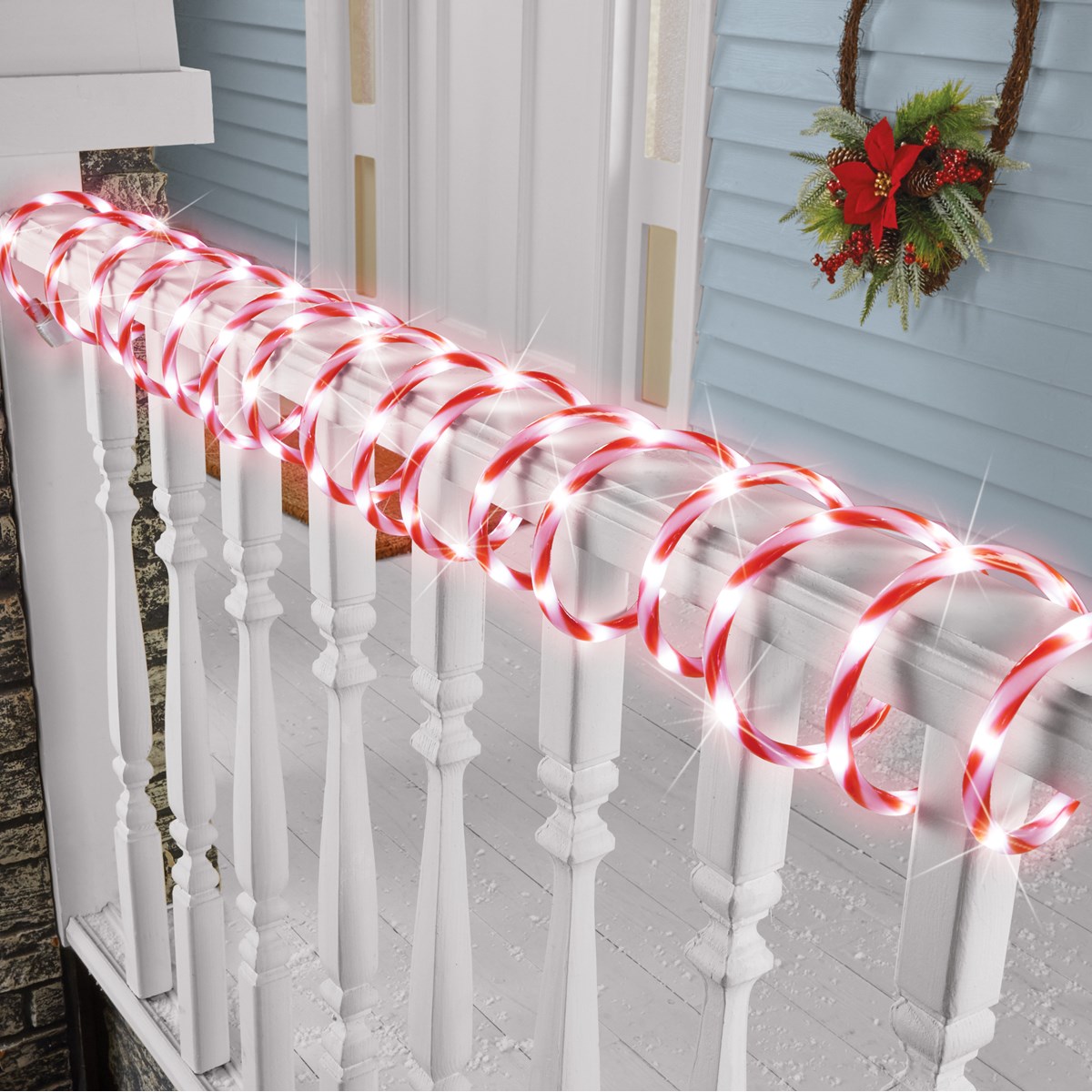 18FT Candy Cane Holiday Rope Light w/ 8 Lighting Functions Collections Etc.