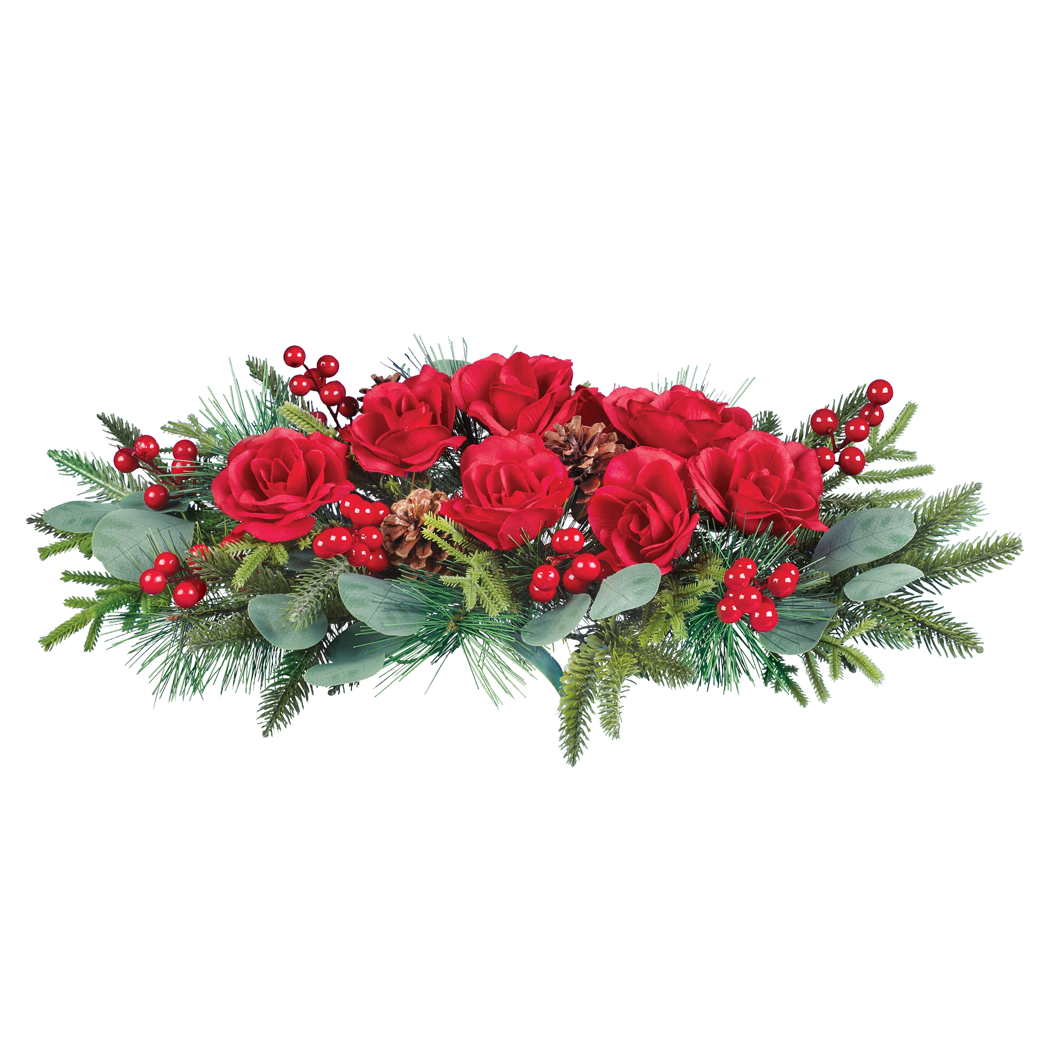Red Rose Artificial Memorial Arrangement Ground Stake Red