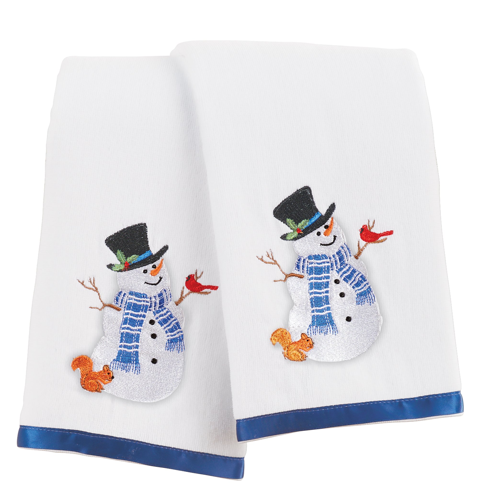 Festive Embroidered Snowman 2-Piece Towel Set