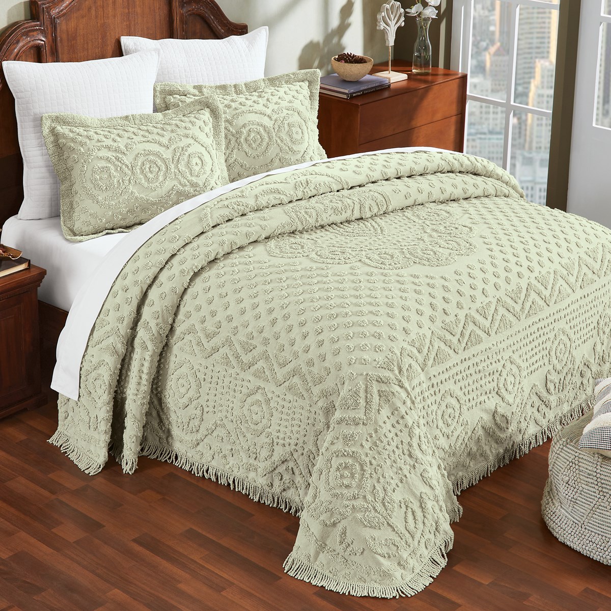 Harper Textured Chenille Fringe Border Bedspread Collections Etc.
