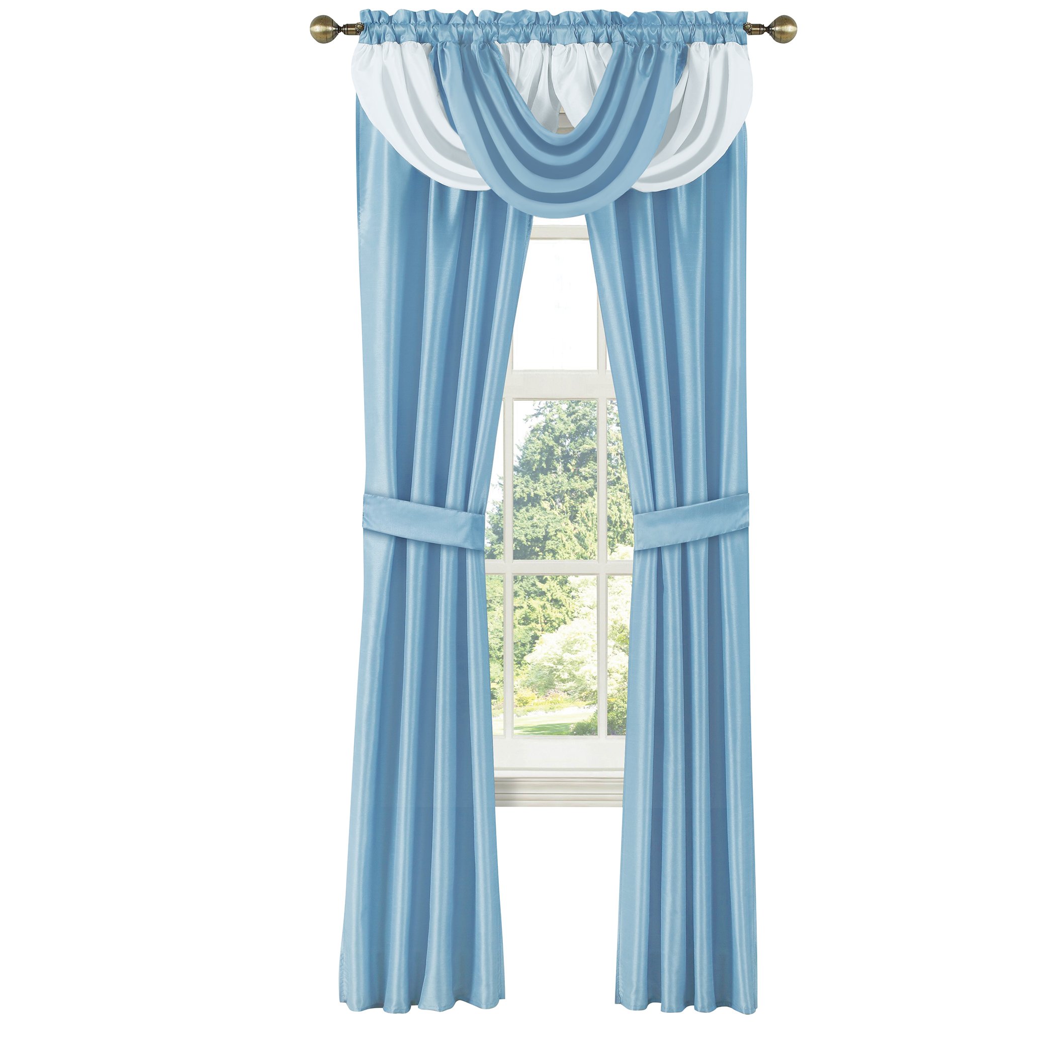 5-Piece Monte Carlo Two-Tone Curtain Set 54" x 84" Blue, 54" x 84"