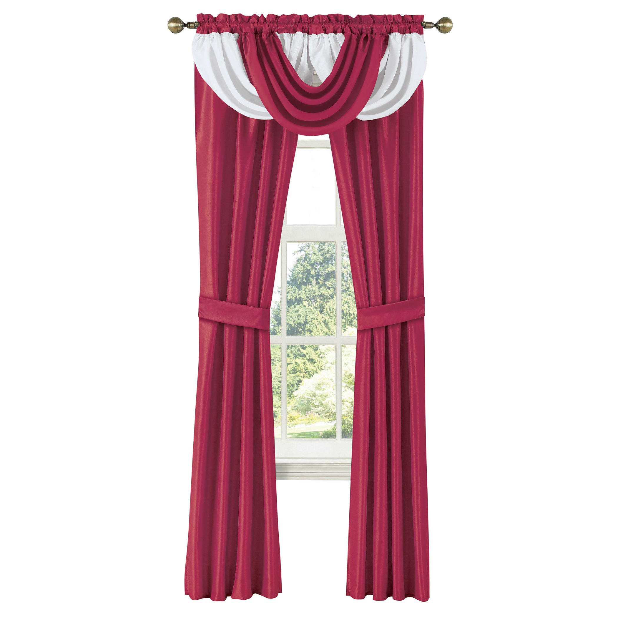 5-Piece Monte Carlo Two-Tone Curtain Set 54" x 84" Burgundy, 54" x 84"