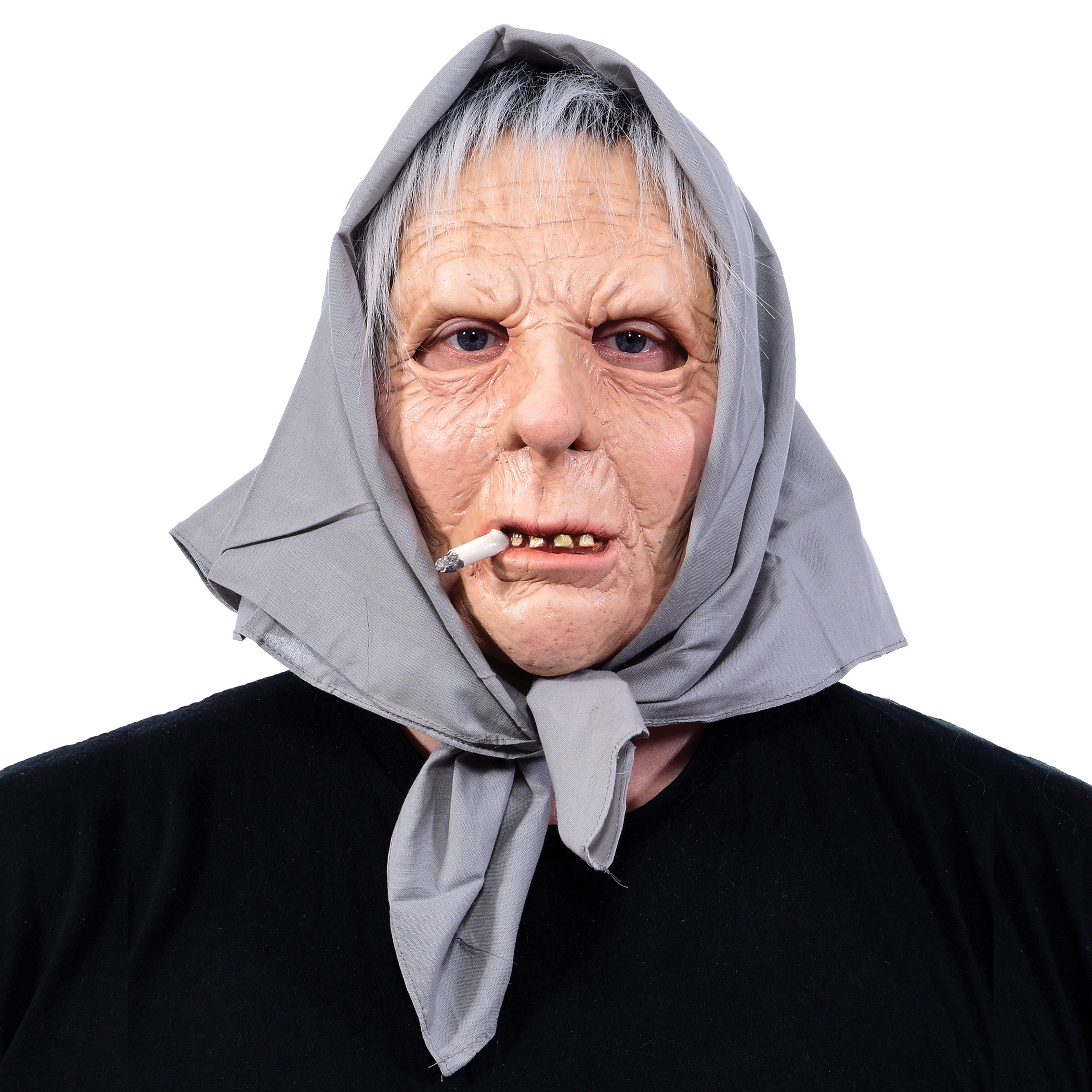 Realistic Smoking Grandma Halloween Mask