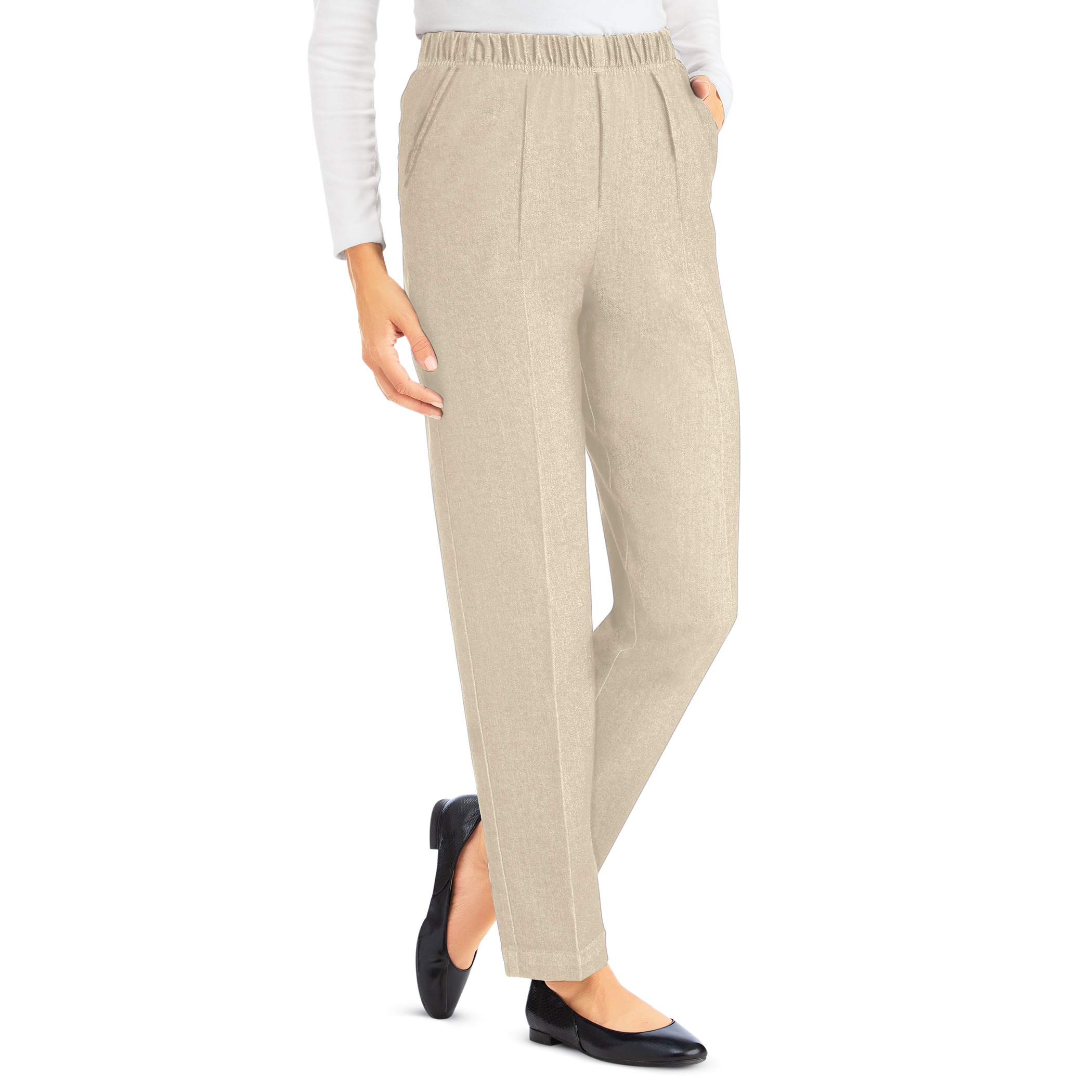 Collections Etc Women's Ladies Pull-On Twill Elasticized Waist Pants Navy Large - Picture 3 of 4