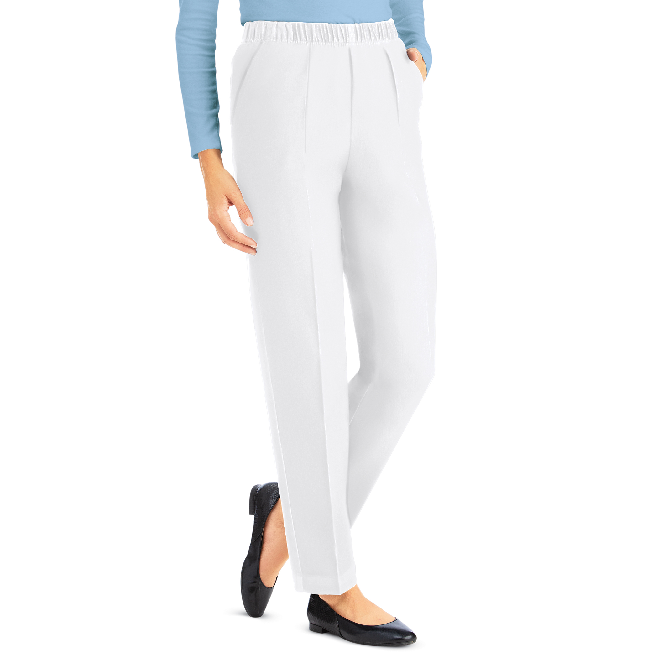 Collections Etc Women's Ladies Pull-On Twill Elasticized Waist Pants Navy Large - Picture 4 of 4