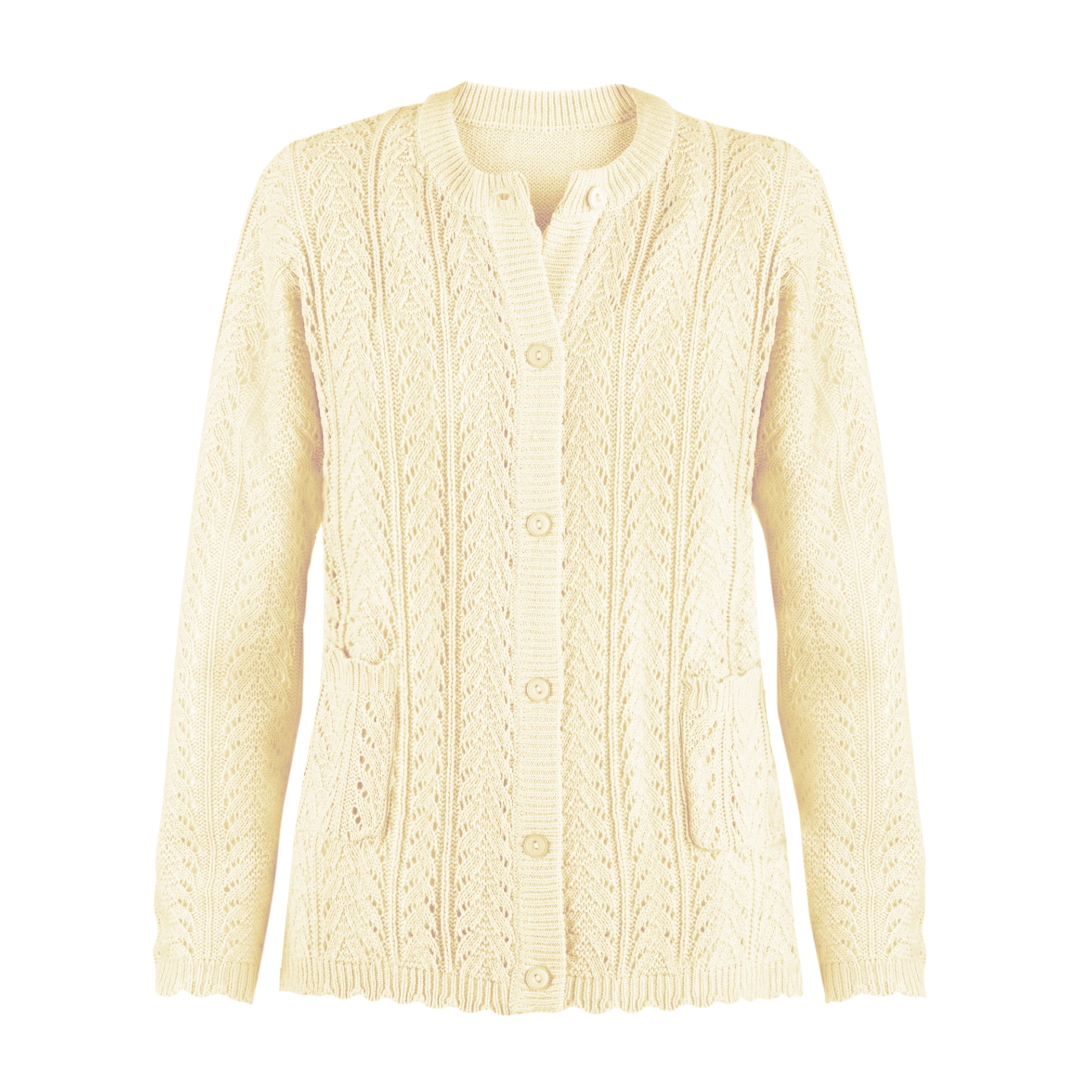 Pointelle Knit Two Patch Pockets Cardigan