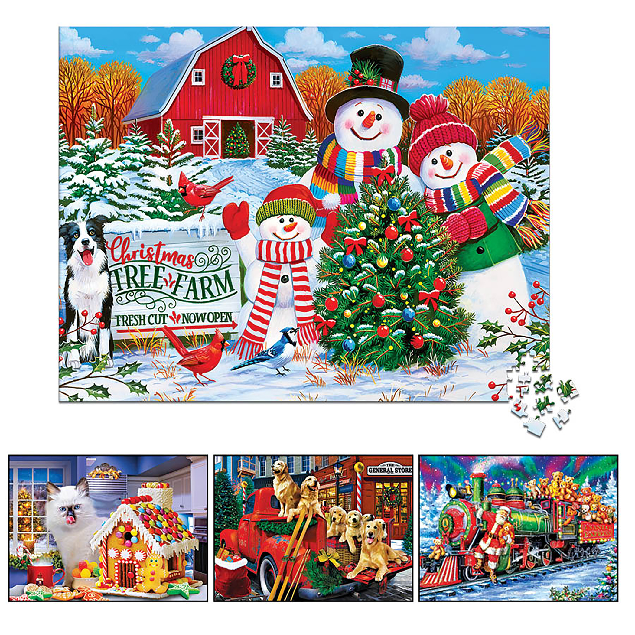 4-Pack Festive Holiday Puzzle Set, 500-Pieces Each