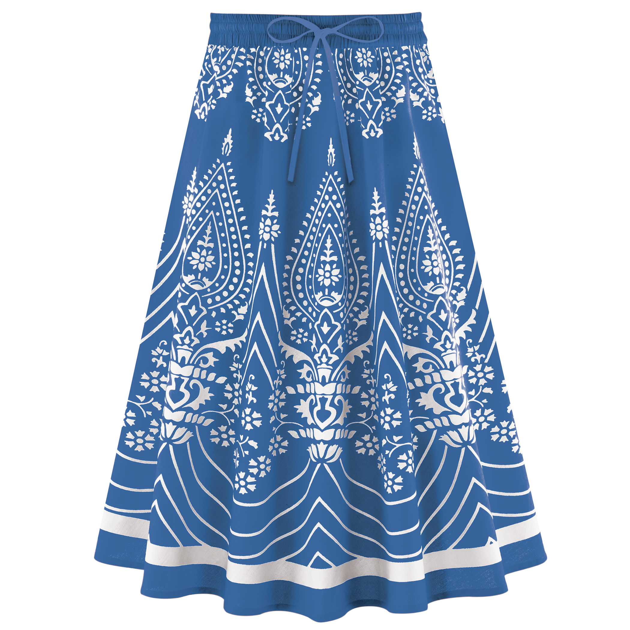 Pull-On Bold Printed Circle Design Elasticized Waist Skirt Medium Women Cornflower