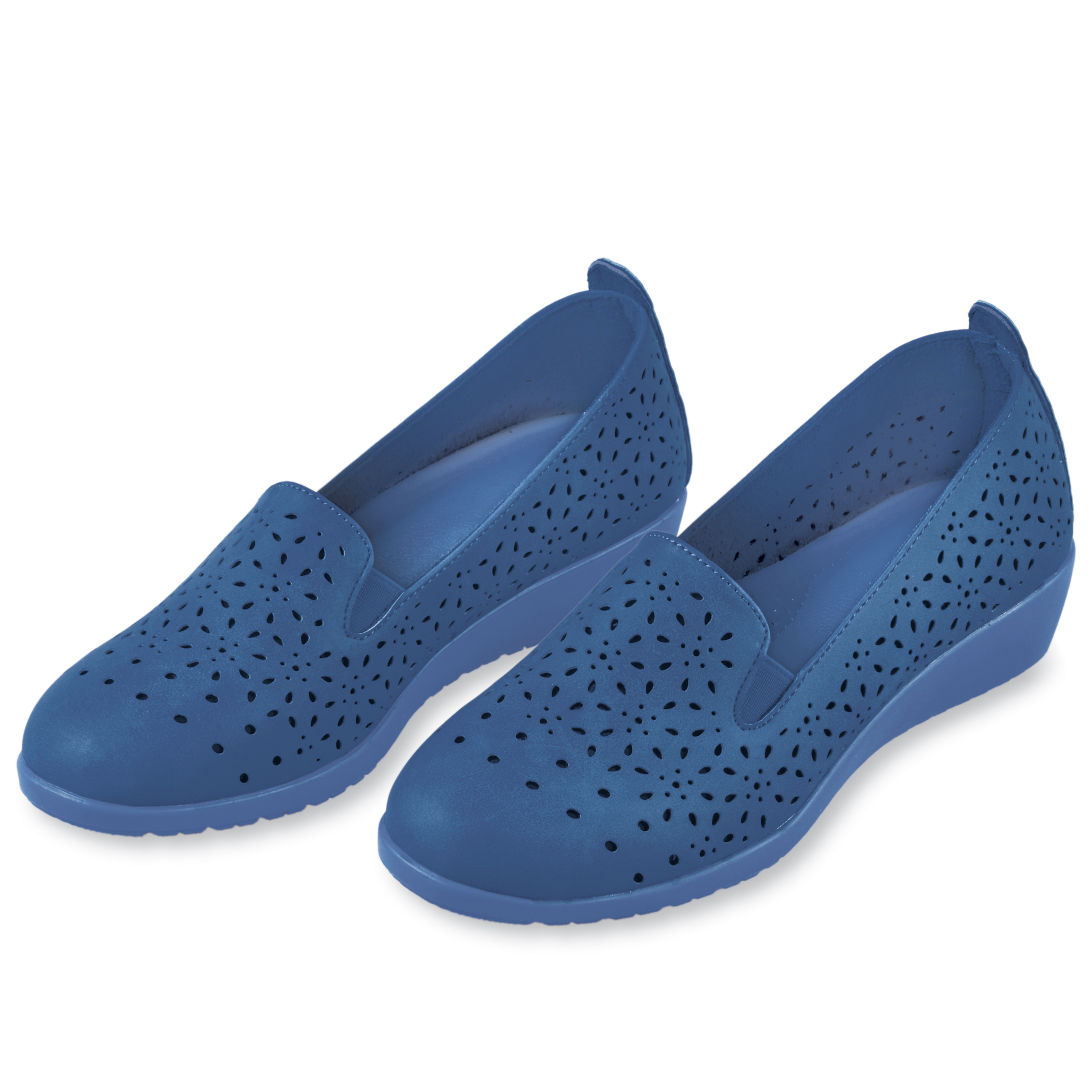 Women's Comfortable Laser Cut-Out Easy Slip-On Shoes Navy 9