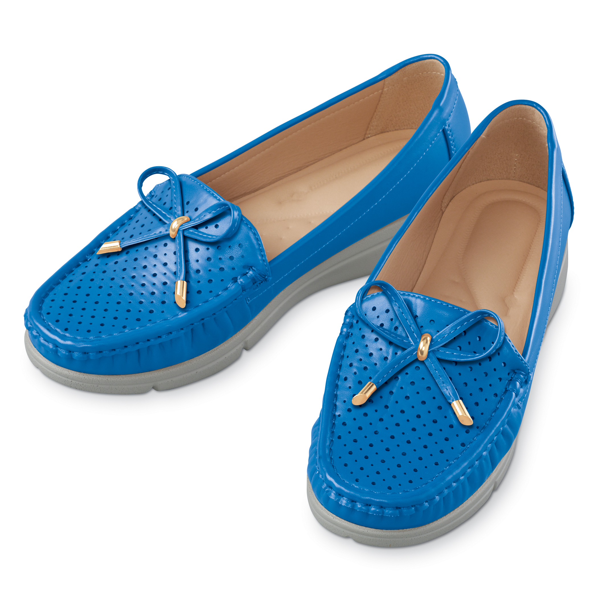 Women's Stylish Faux Leather Bow Trim with Cut-Out Design Shoes Blue 9