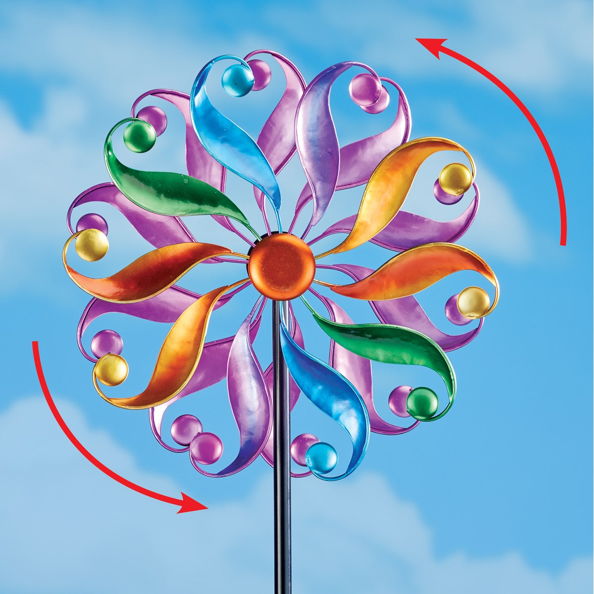 Colorful Rays DoubleSided Wind Spinner Stake, 48" H Collections Etc.
