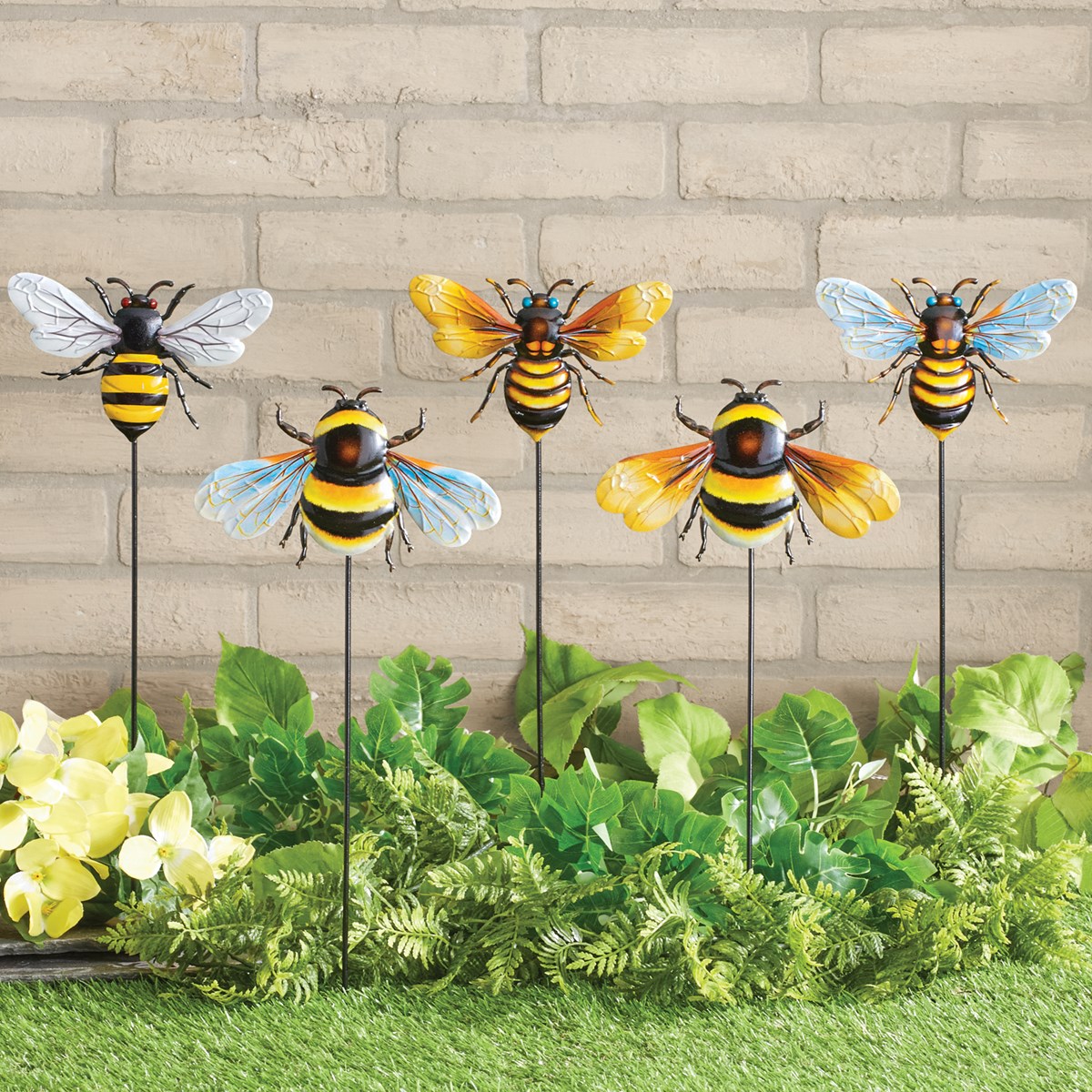 Vibrant Iron Bee Garden Stakes Set of 5 Collections Etc.