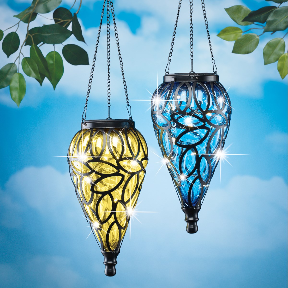 Elegant Modern Teardrop Solar Lighted Hanging Lanterns Collections Etc.