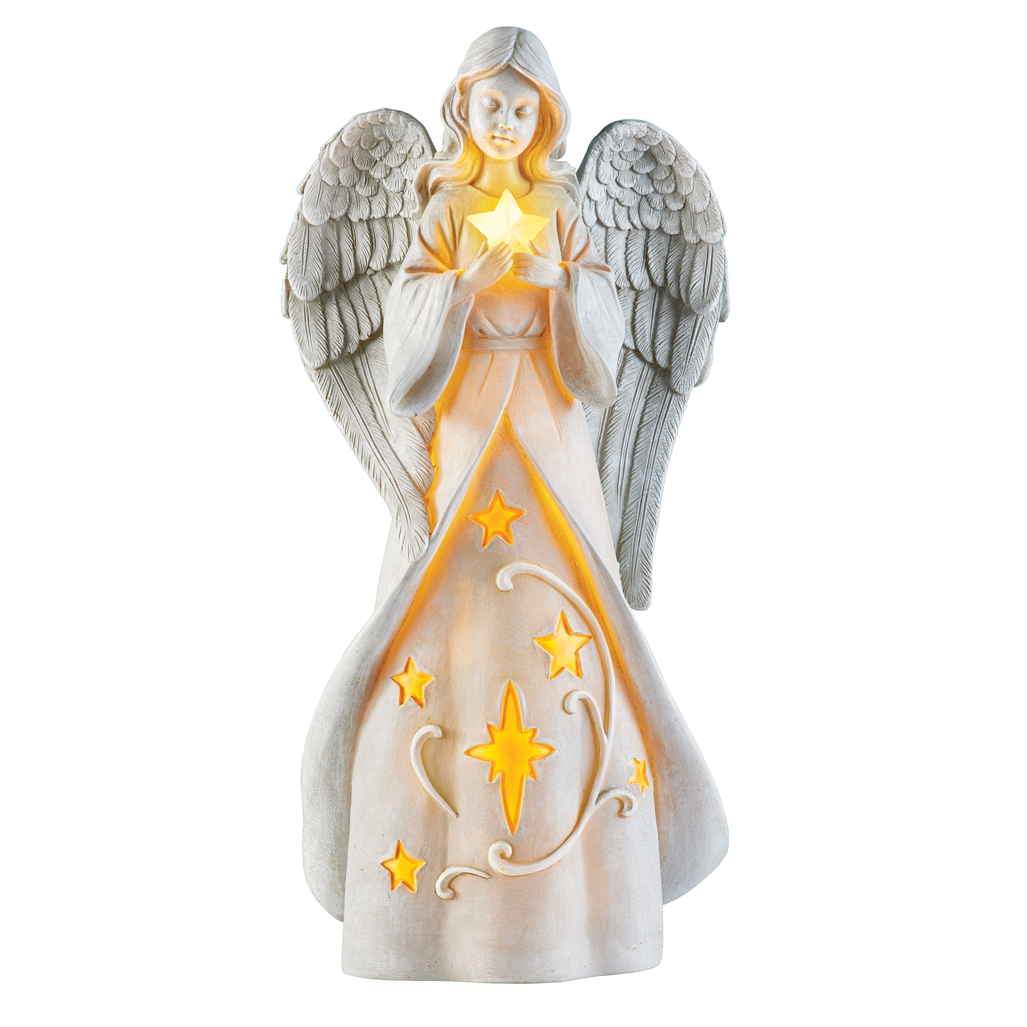 Angel with Solar Powered Star Outdoor Garden Statue NO SIZE