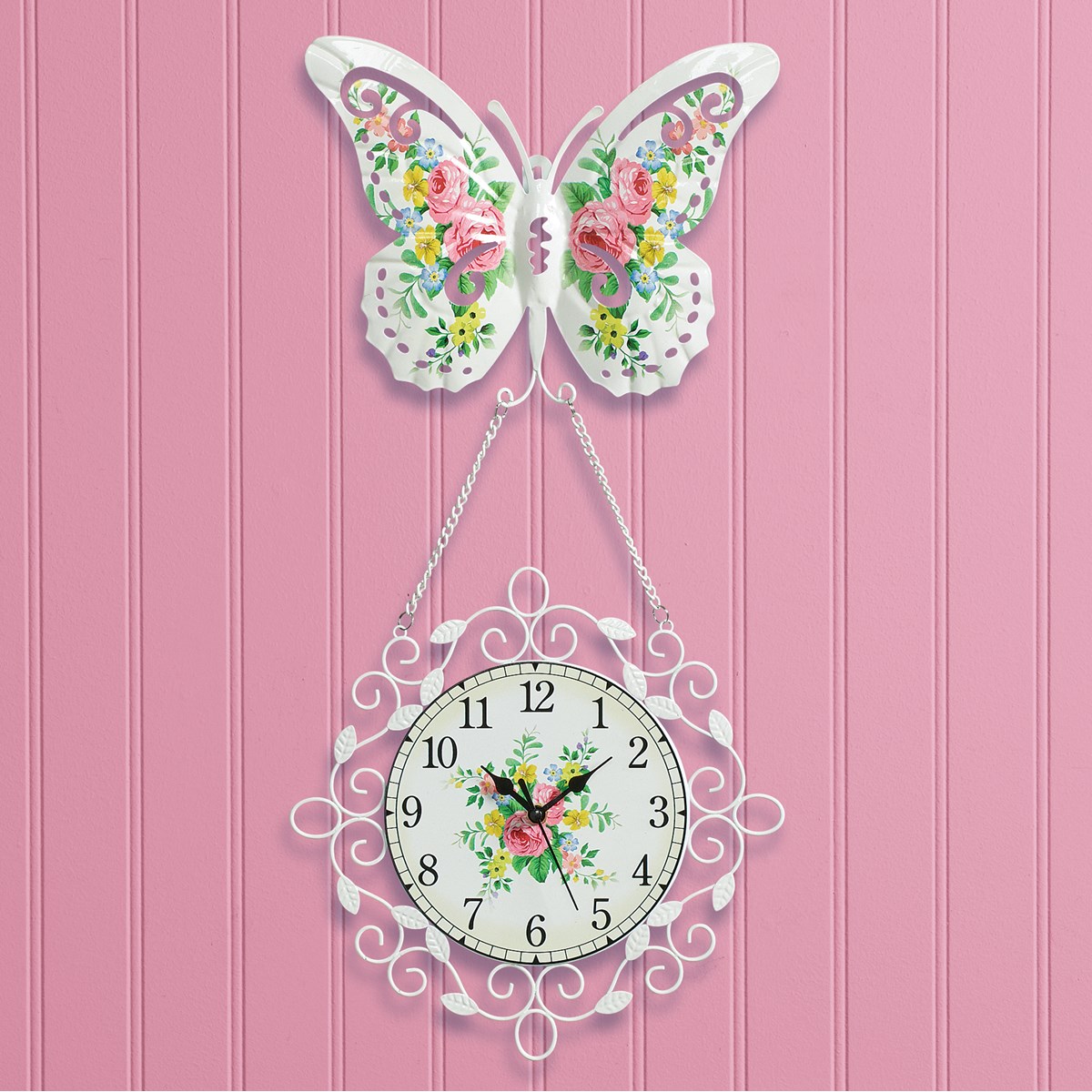 Unique Floral Butterfly Metal Wall Clock Collections Etc.