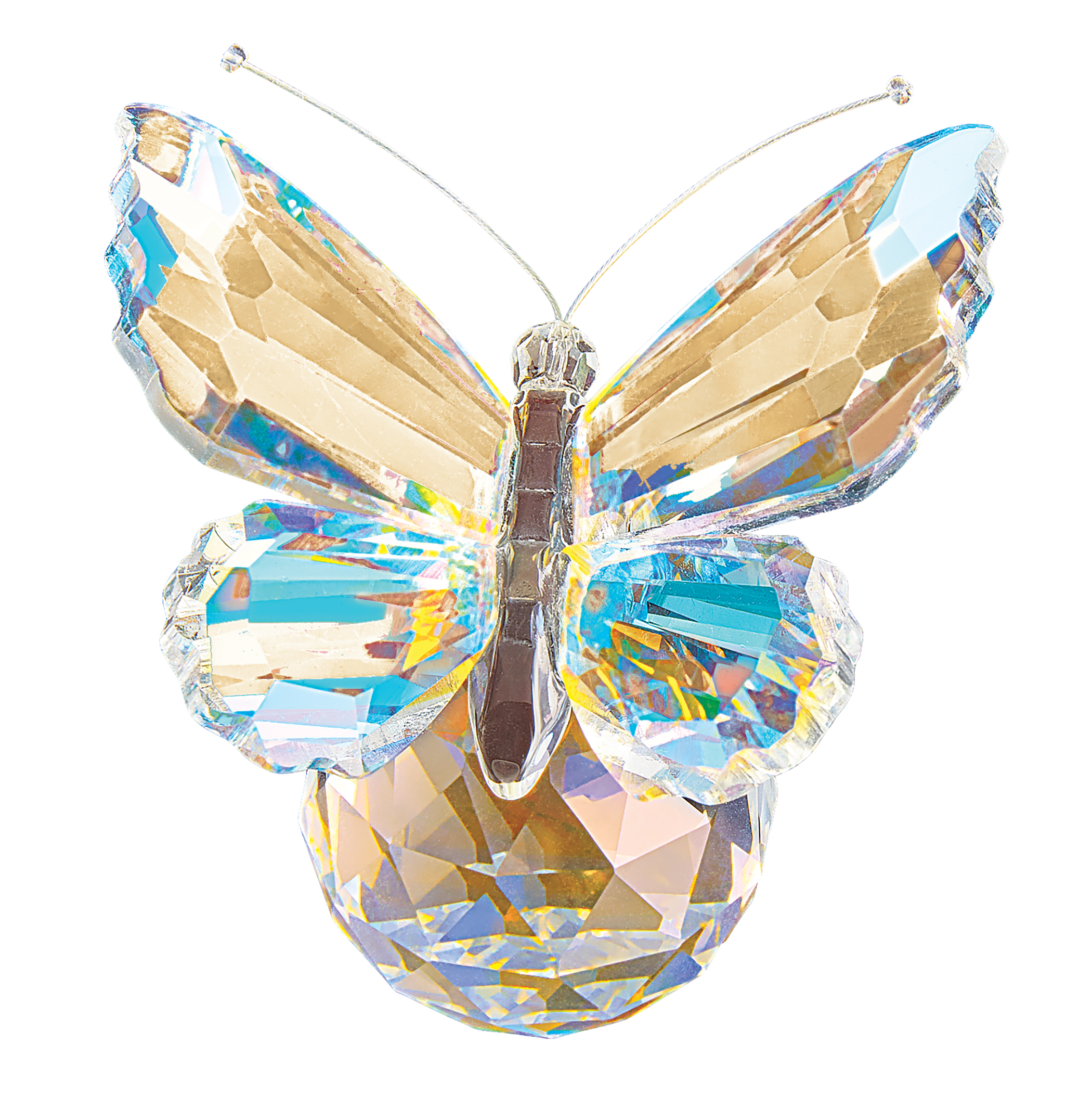 Opalescent Crystal Glass Faceted Butterfly Tabletop Figurine