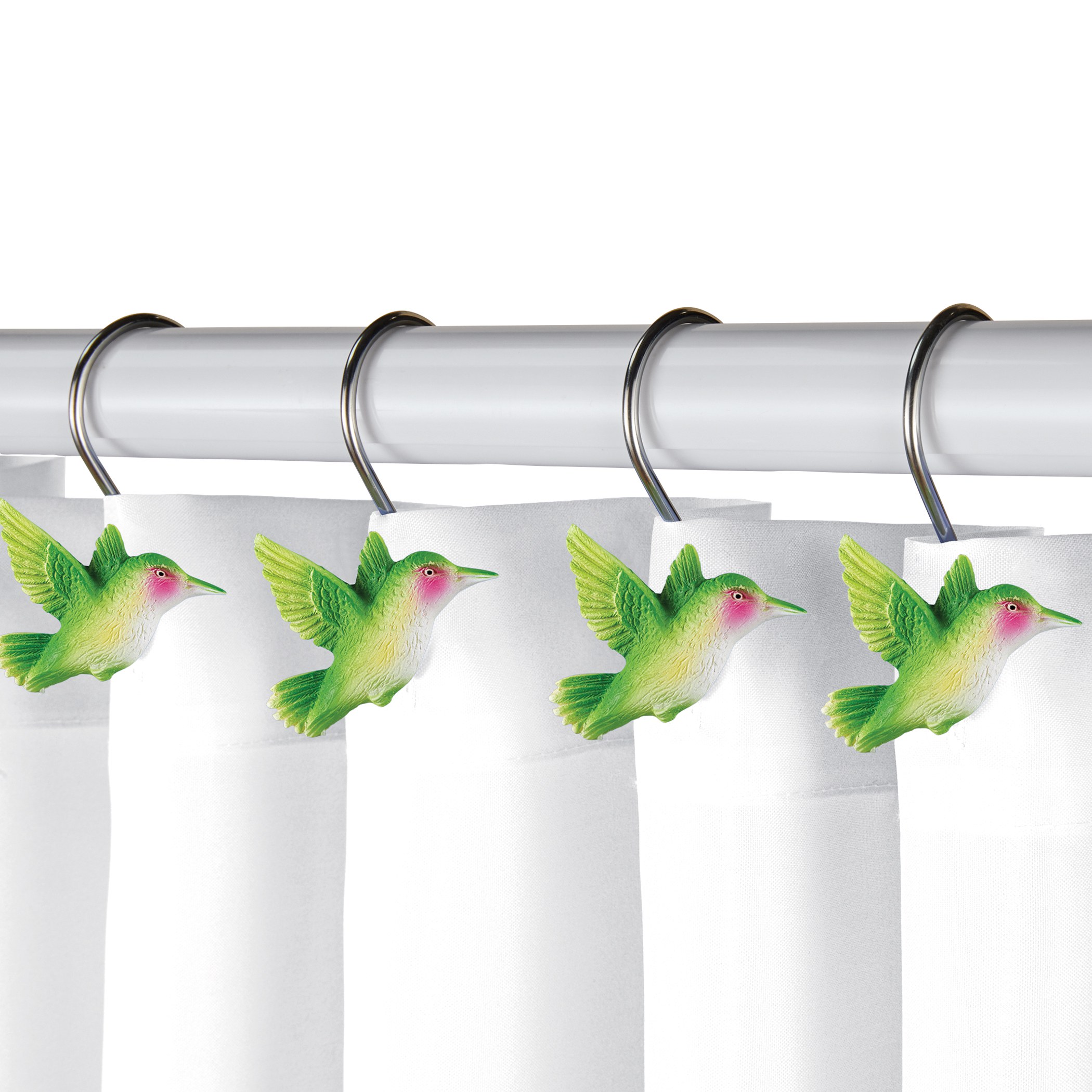 Vibrant Hummingbird Resin Shower Hooks - Set of 12