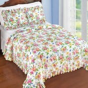Lucy Colorful Floral Plisse Ruffled Edge Bedspread