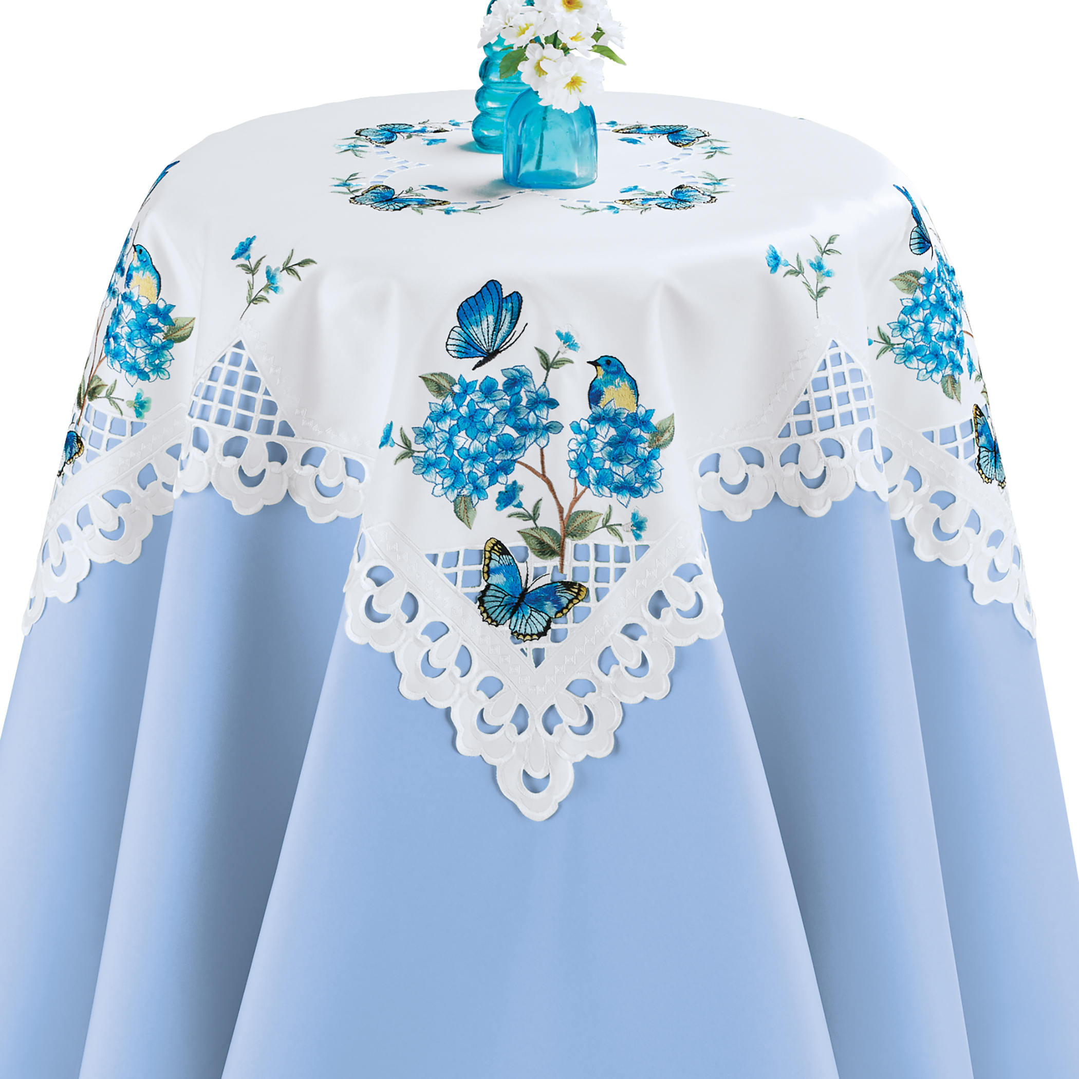 Embroidered Blue Hydrangea Butterfly Table Linens eBay