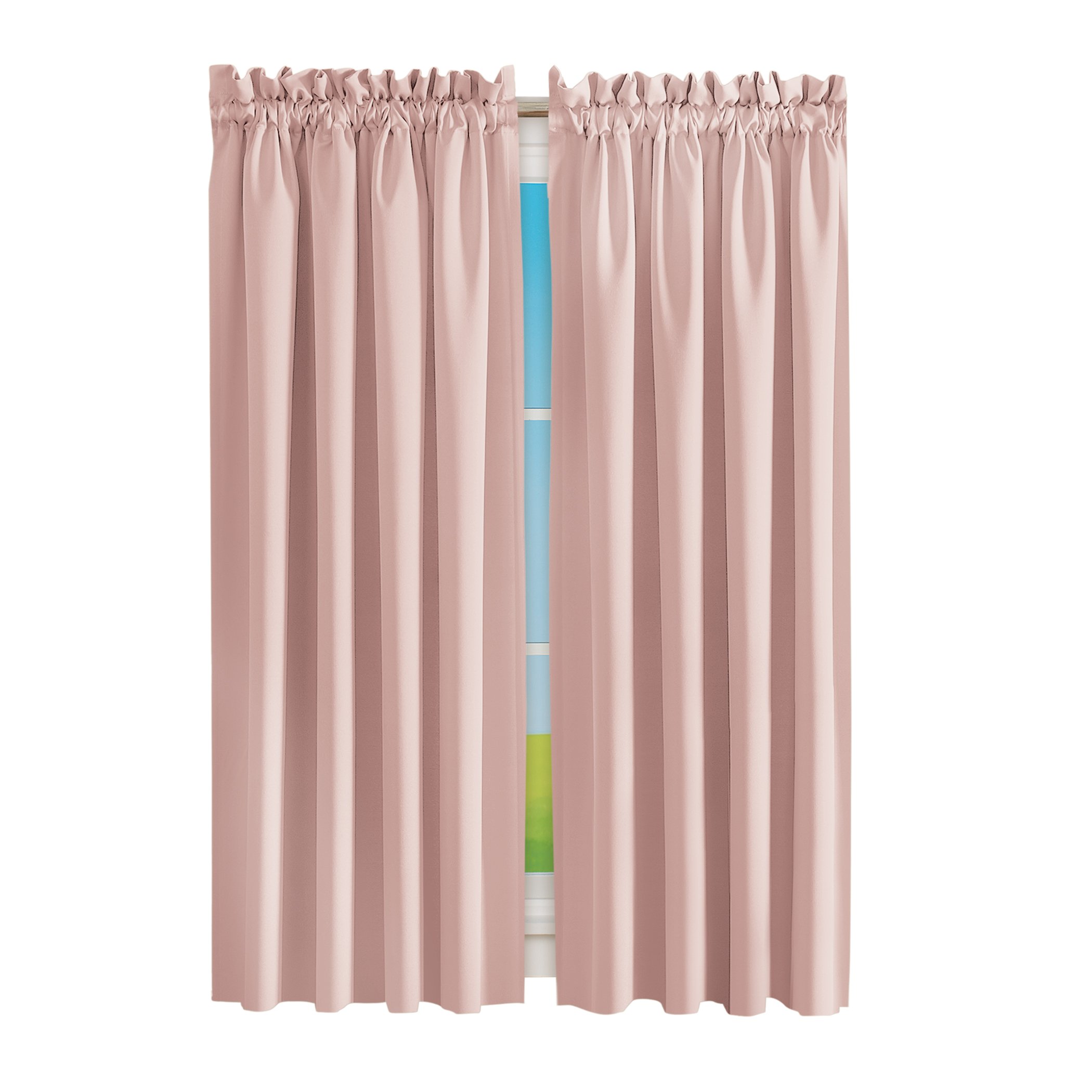 Madison Room-Darkening Solid Color Curtains 54" x 63" Blush, 54" x 63"