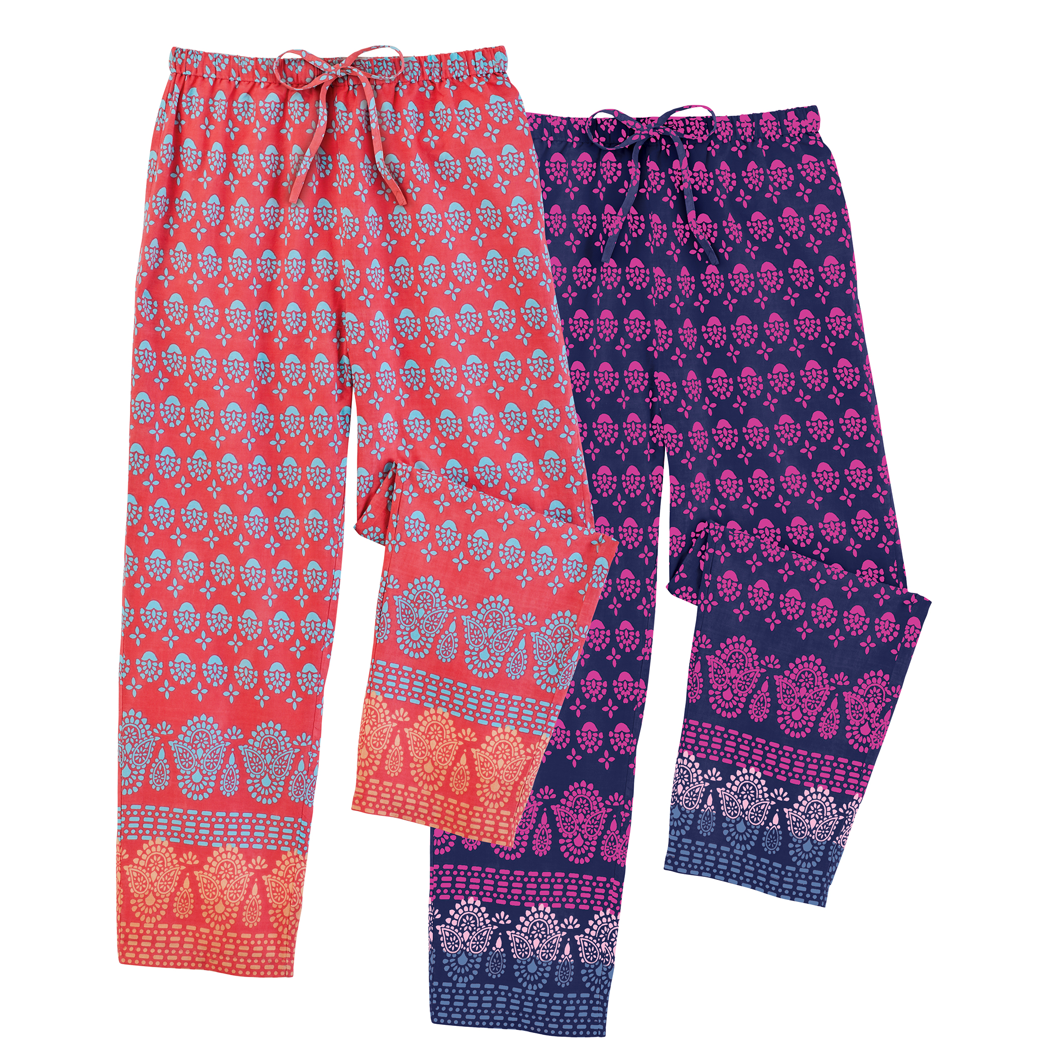 2-Pack Border Print Drawstring Waist Lounge Pants