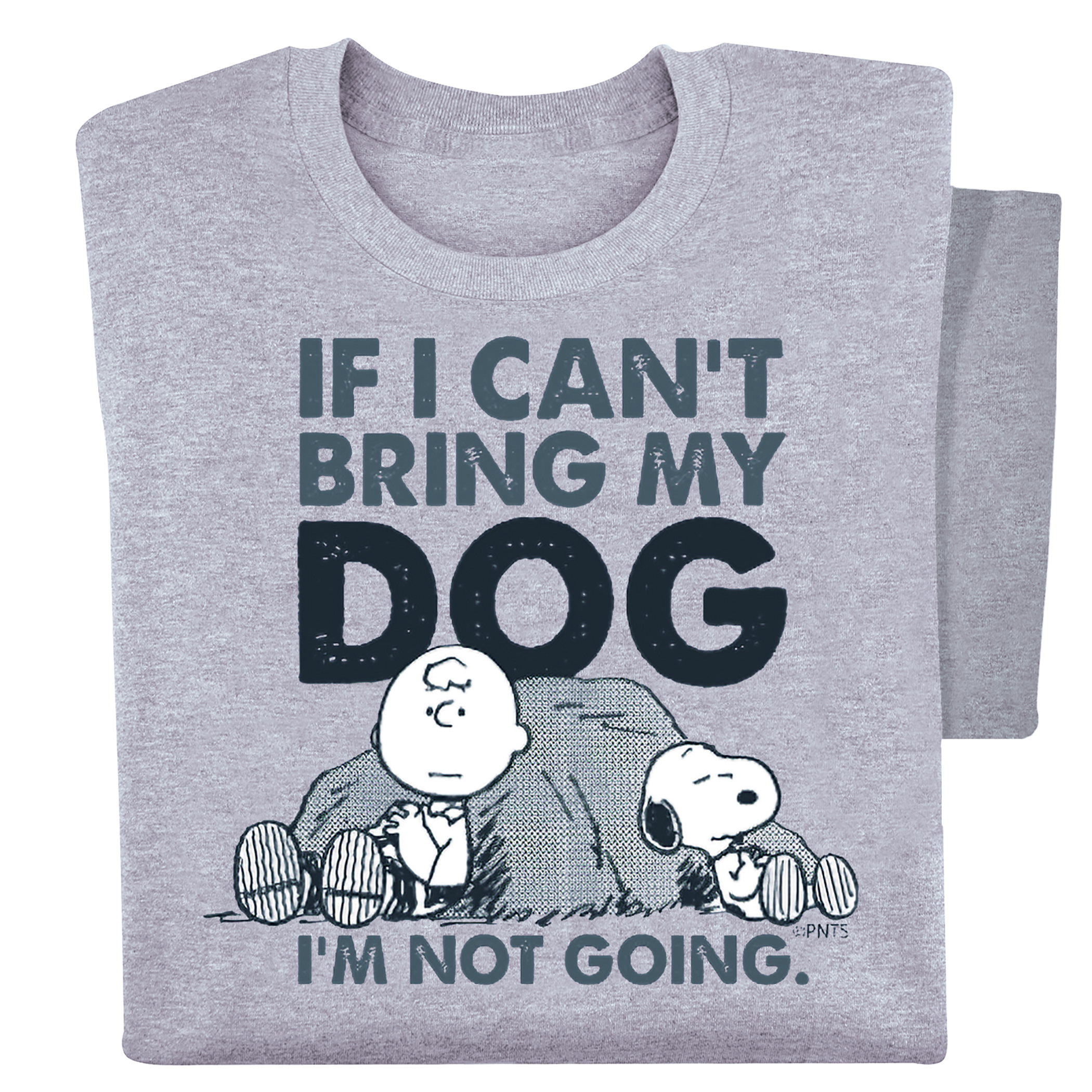 Peanuts If I Can't Bring My Dog I'm Not Going Novelty Tee Large Sport Grey