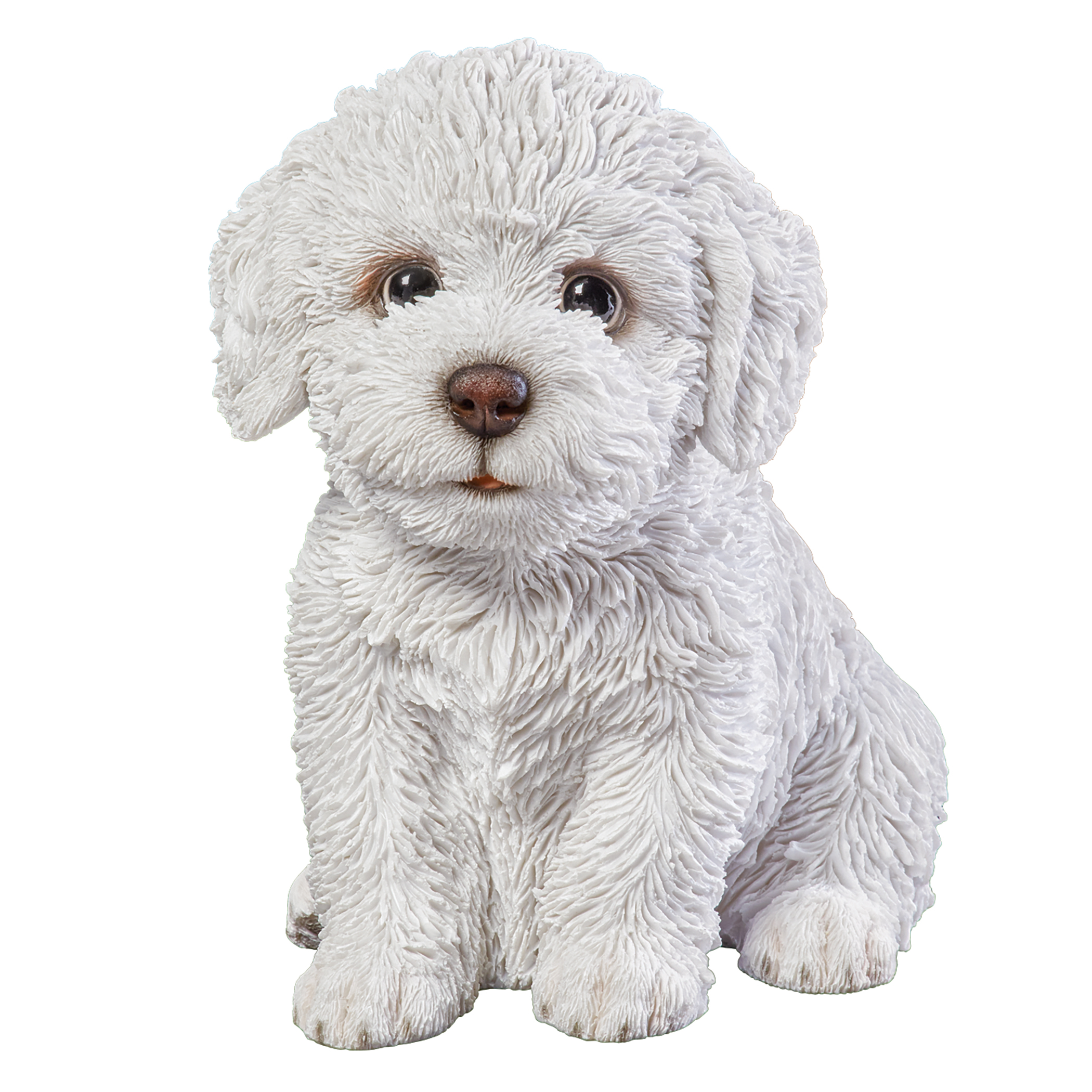 Hand-Painted Realistic Bichon Frise Puppy Statue