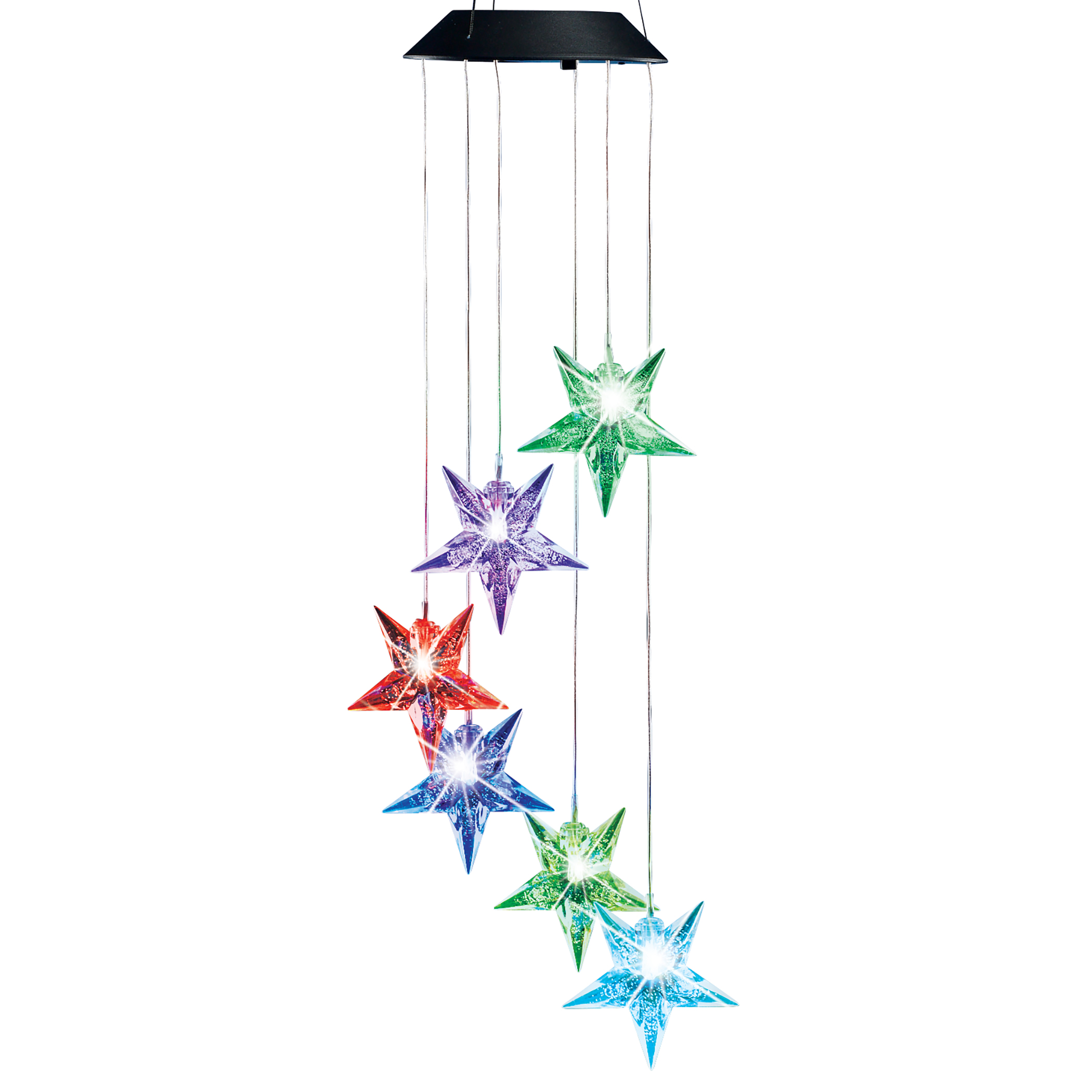 Solar Powered Color-Changing Star Garden Mobile