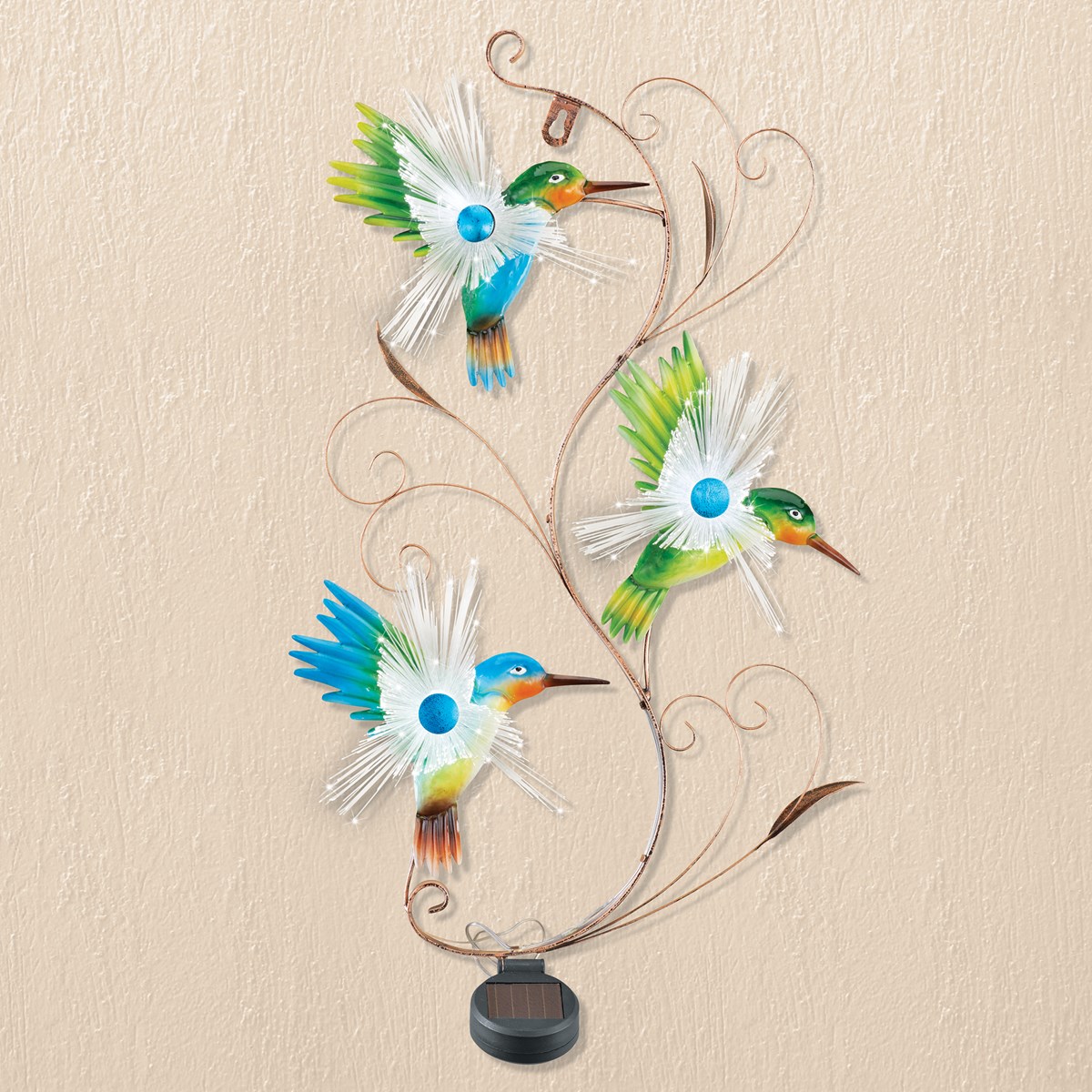 Solar Powered FiberOptic Hummingbird Outdoor Wall Décor Collections Etc.