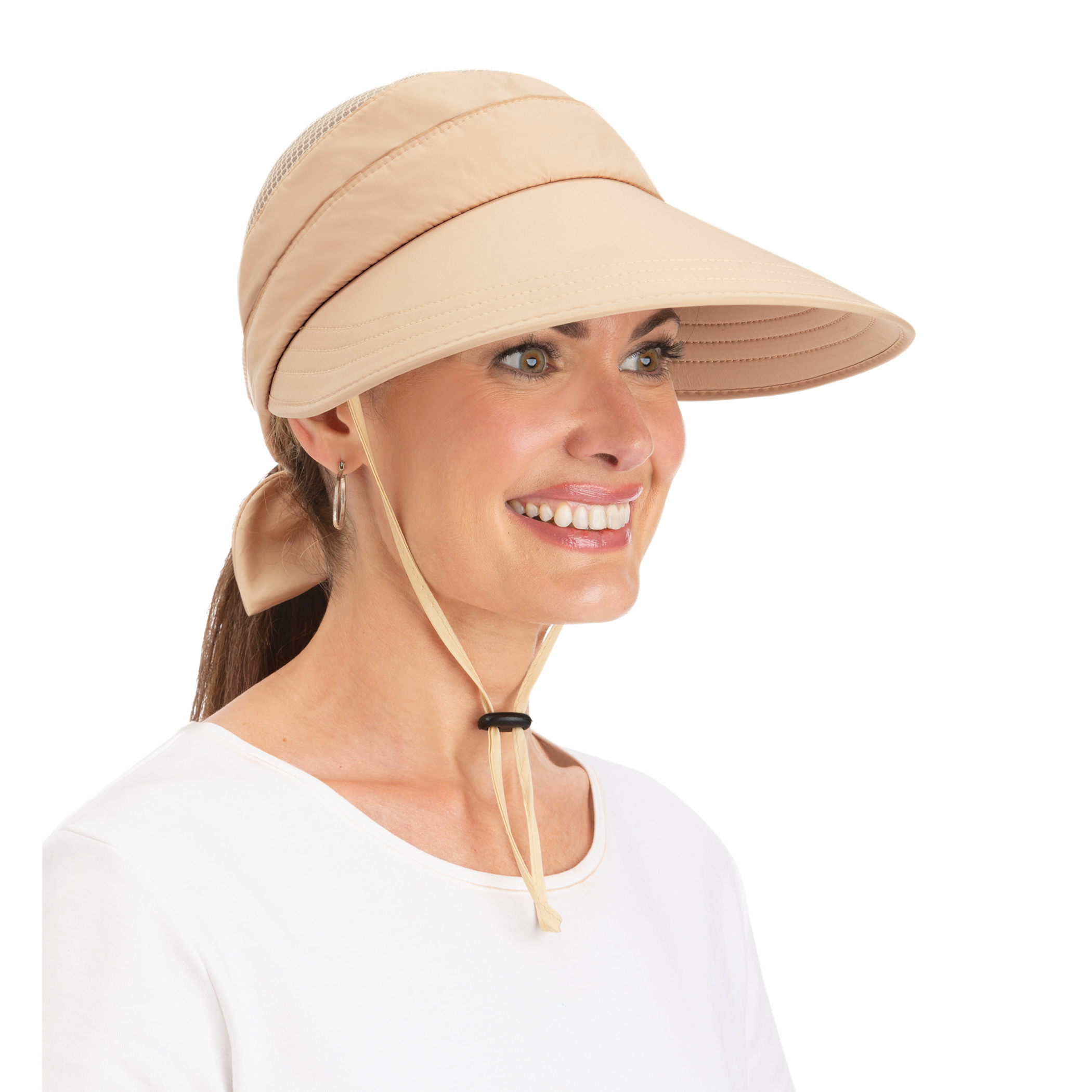 Adjustable Long Brimmed Breathable Mesh Hat Khaki