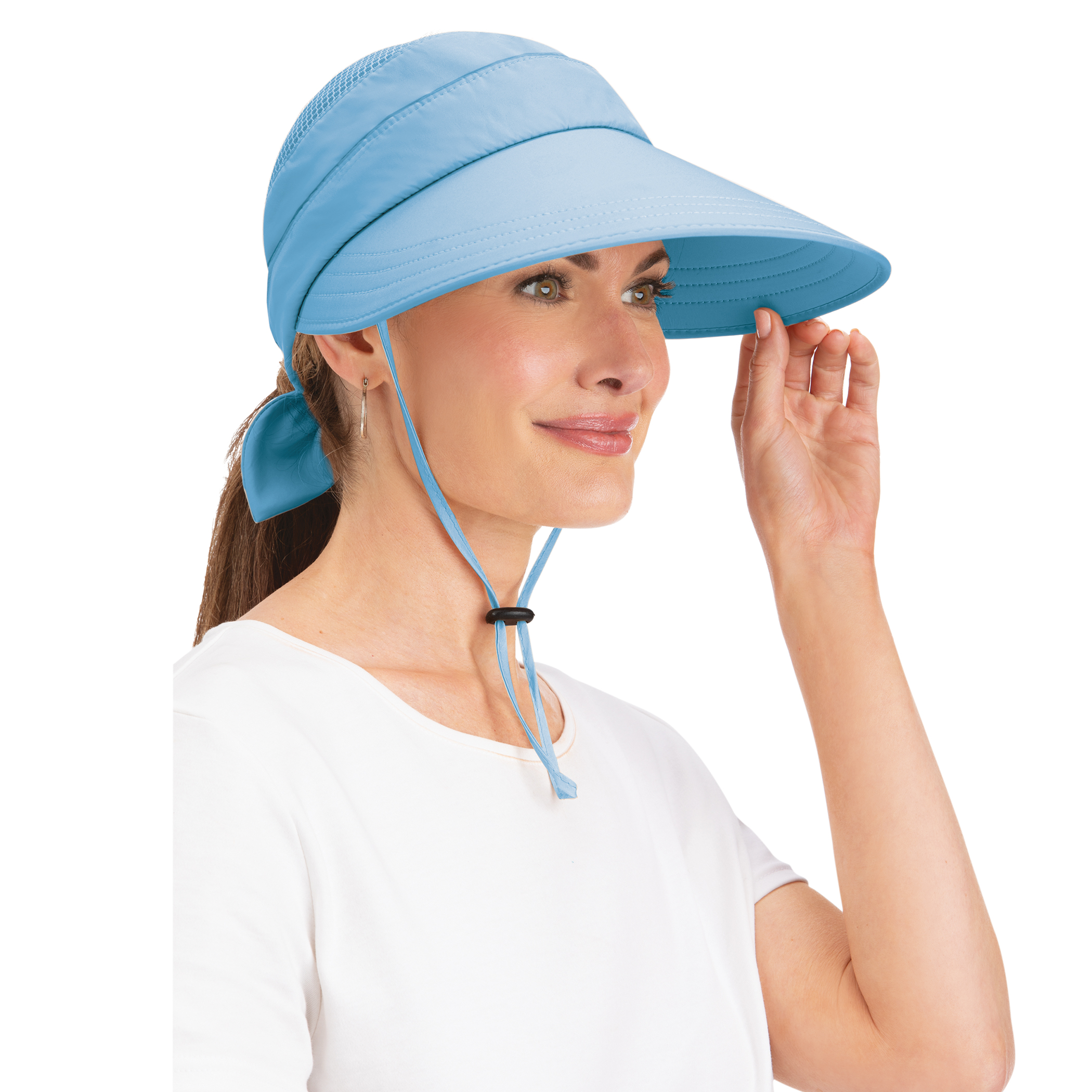 Adjustable Long Brimmed Breathable Mesh Hat Light Blue
