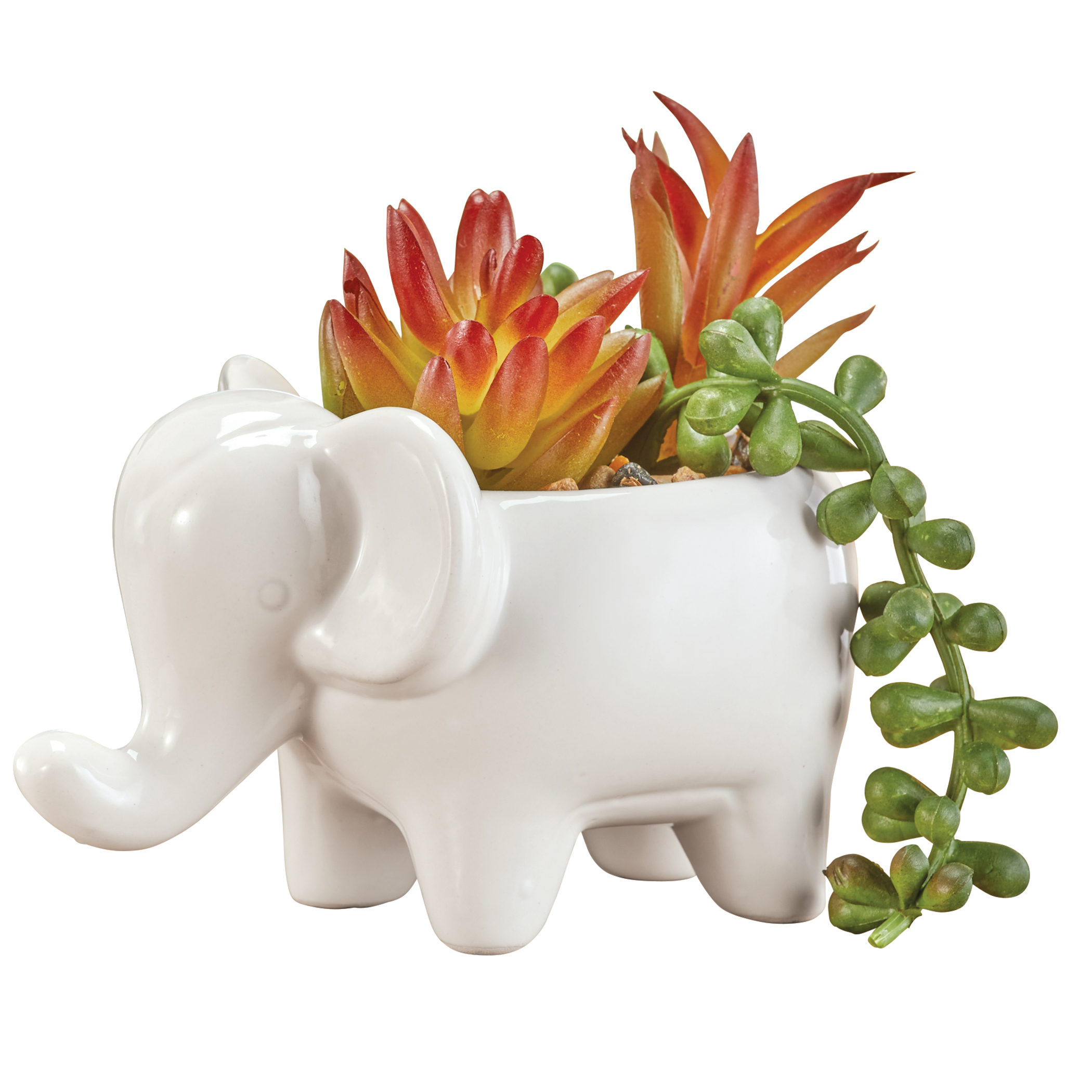 Faux Colorful Succulent in Elephant Planter